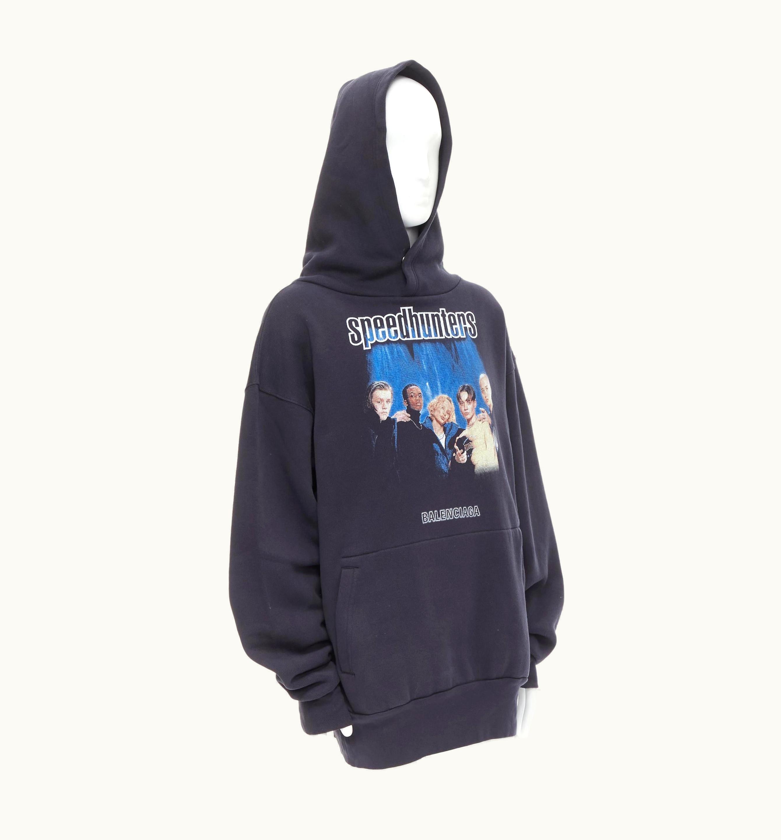 Balenciaga Balenciaga 2018 Runway Speedhunters Black Cotton Fleece Oversized Hoodie UZ0589290