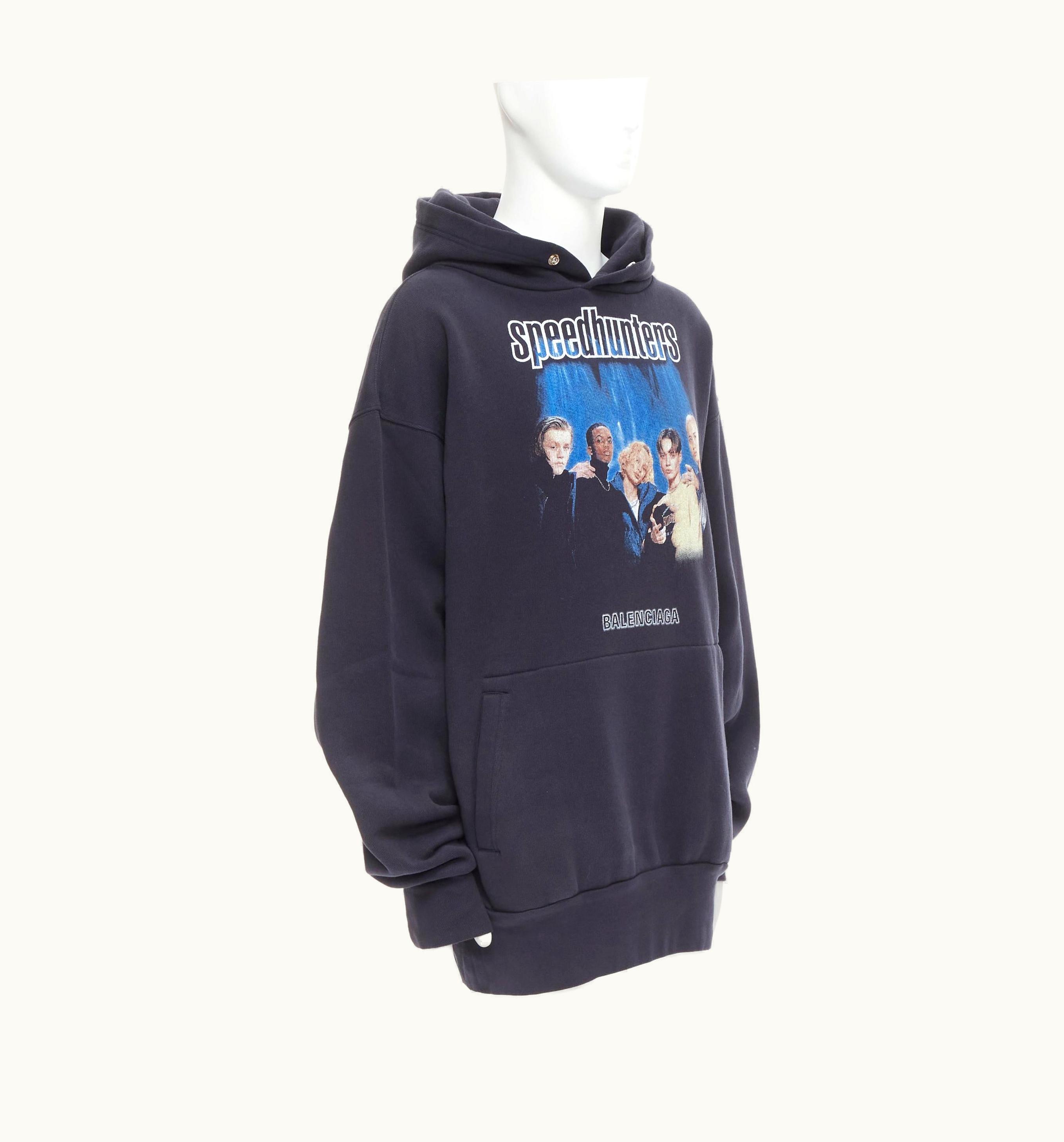 Balenciaga Balenciaga 2018 Runway Speedhunters Black Cotton Fleece Oversized Hoodie UZ0589291
