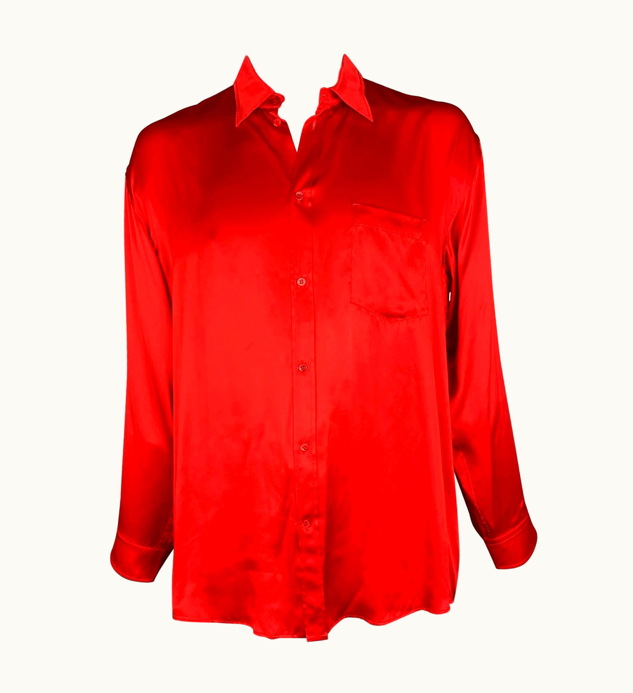 Balenciaga Balenciaga 2019 Red Silk Button Up Long Sleeve Shirt