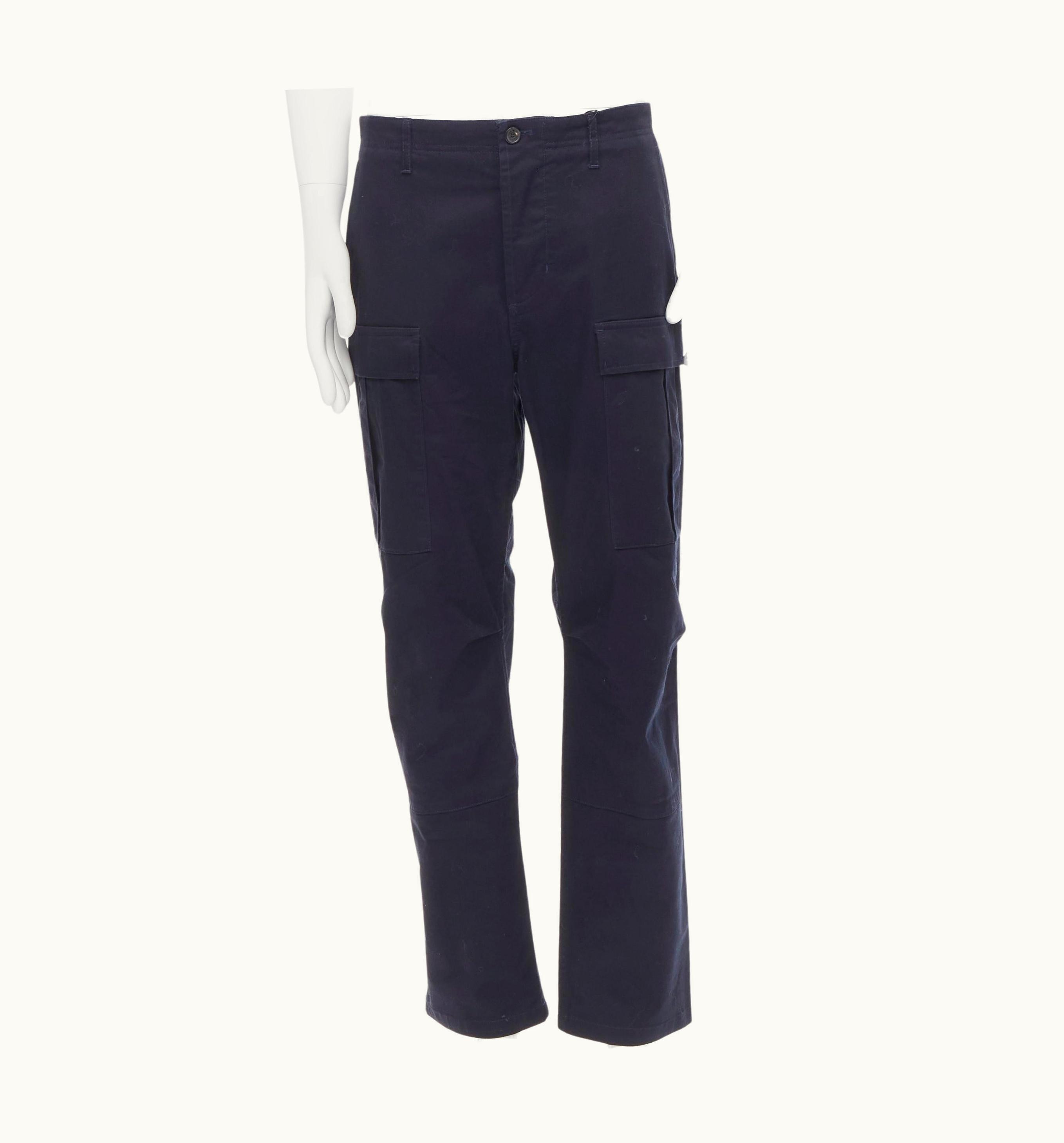 Balenciaga Balenciaga 2019 Navy Blue Cotton Dye Cargo Pocket Pants