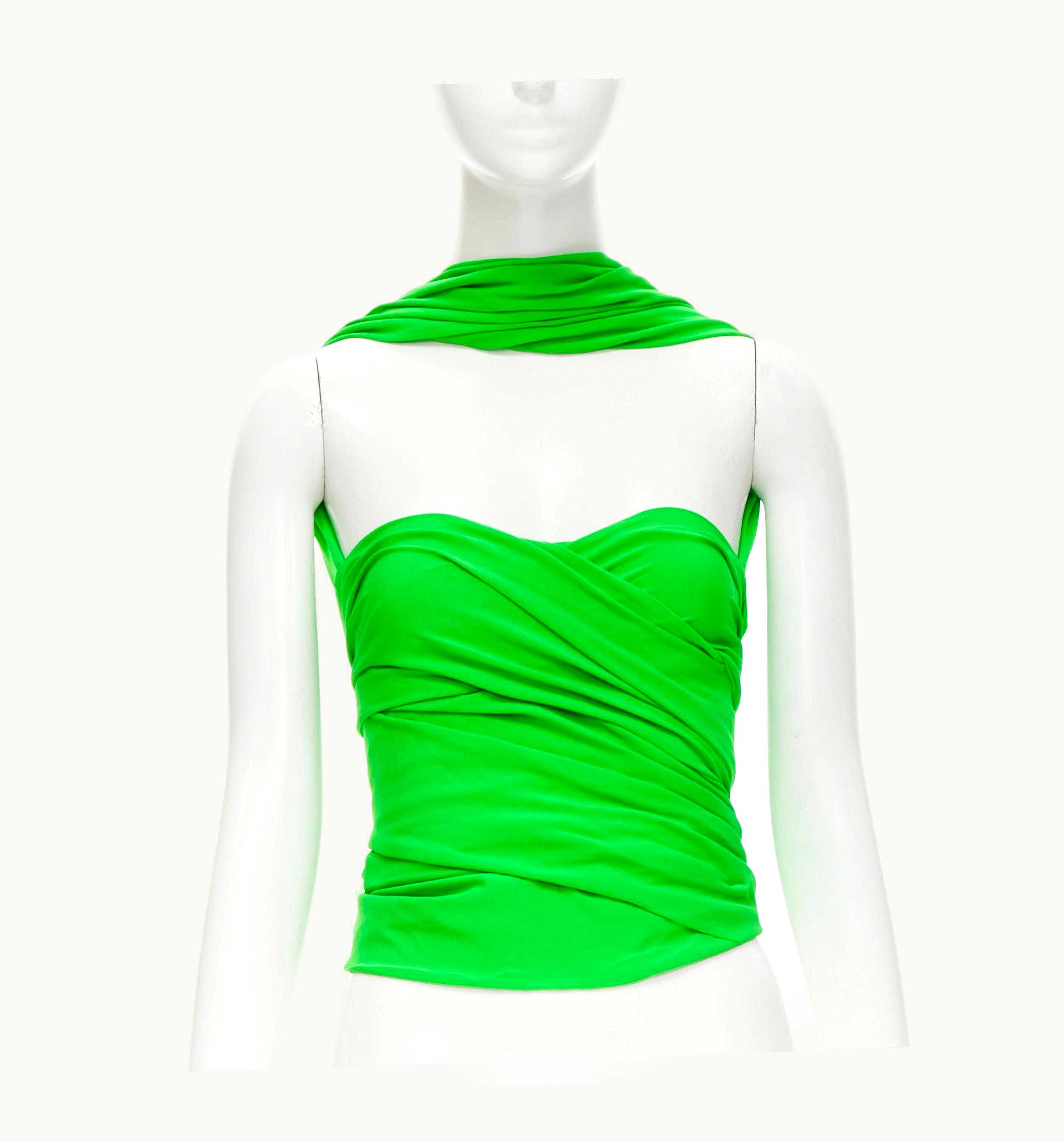 Balenciaga Balenciaga 2019 Runway Green Draped Wrap Bustier Reversed Halter Top UZ0589305