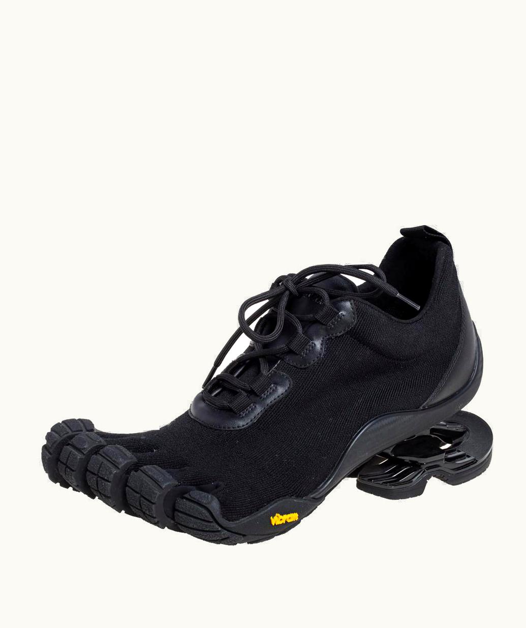 Balenciaga Balenciaga Knit Fabric And Leather VIbram Toe Lace-up Low Top Sneakers