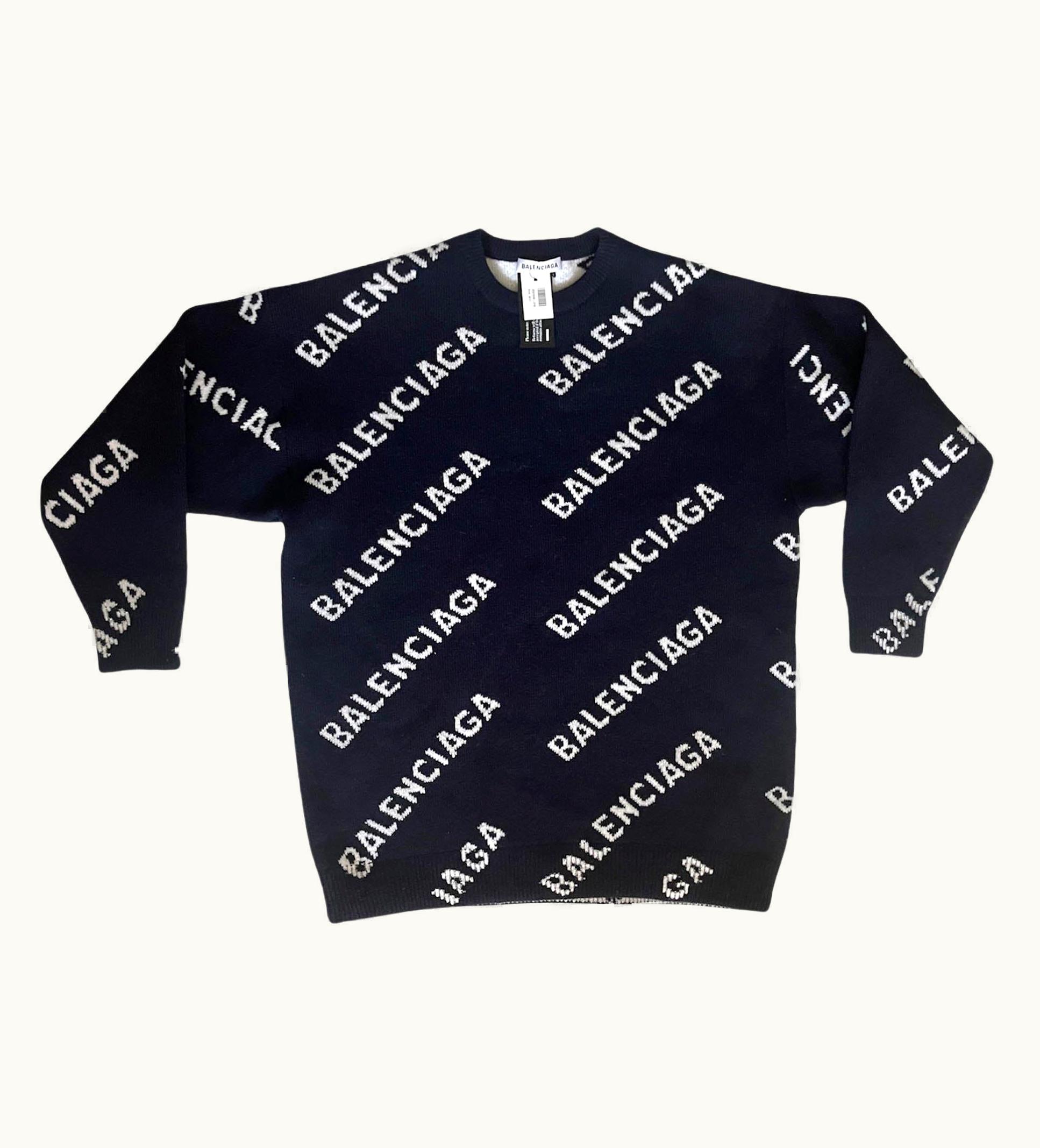 Balenciaga Balenciaga 2021 With Tags Navy Wool Blend Logo Sweater