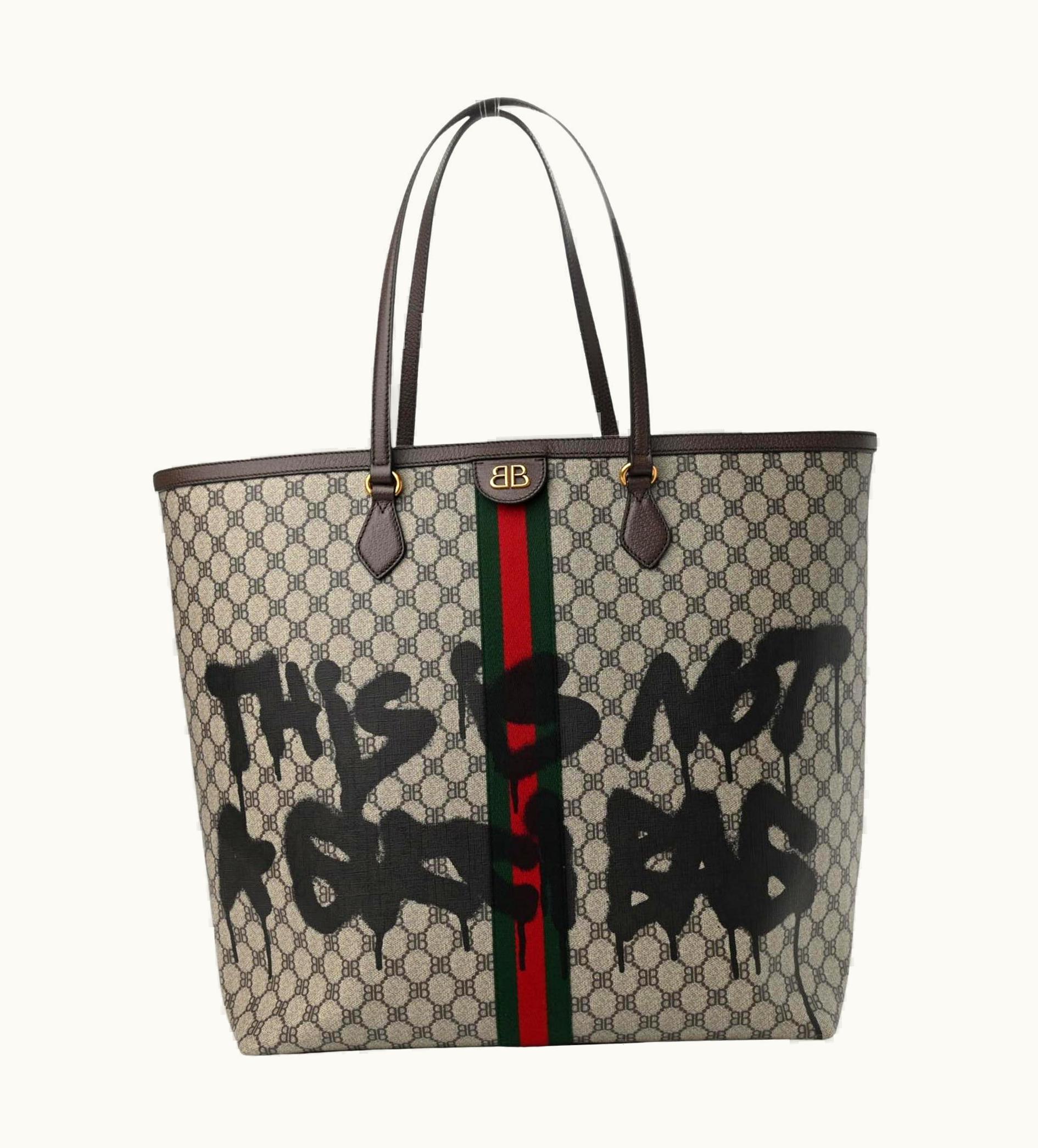 Balenciaga Gucci Balenciaga Bb Supreme Monogram Web Ophidia Large Graffiti Tote (2021)