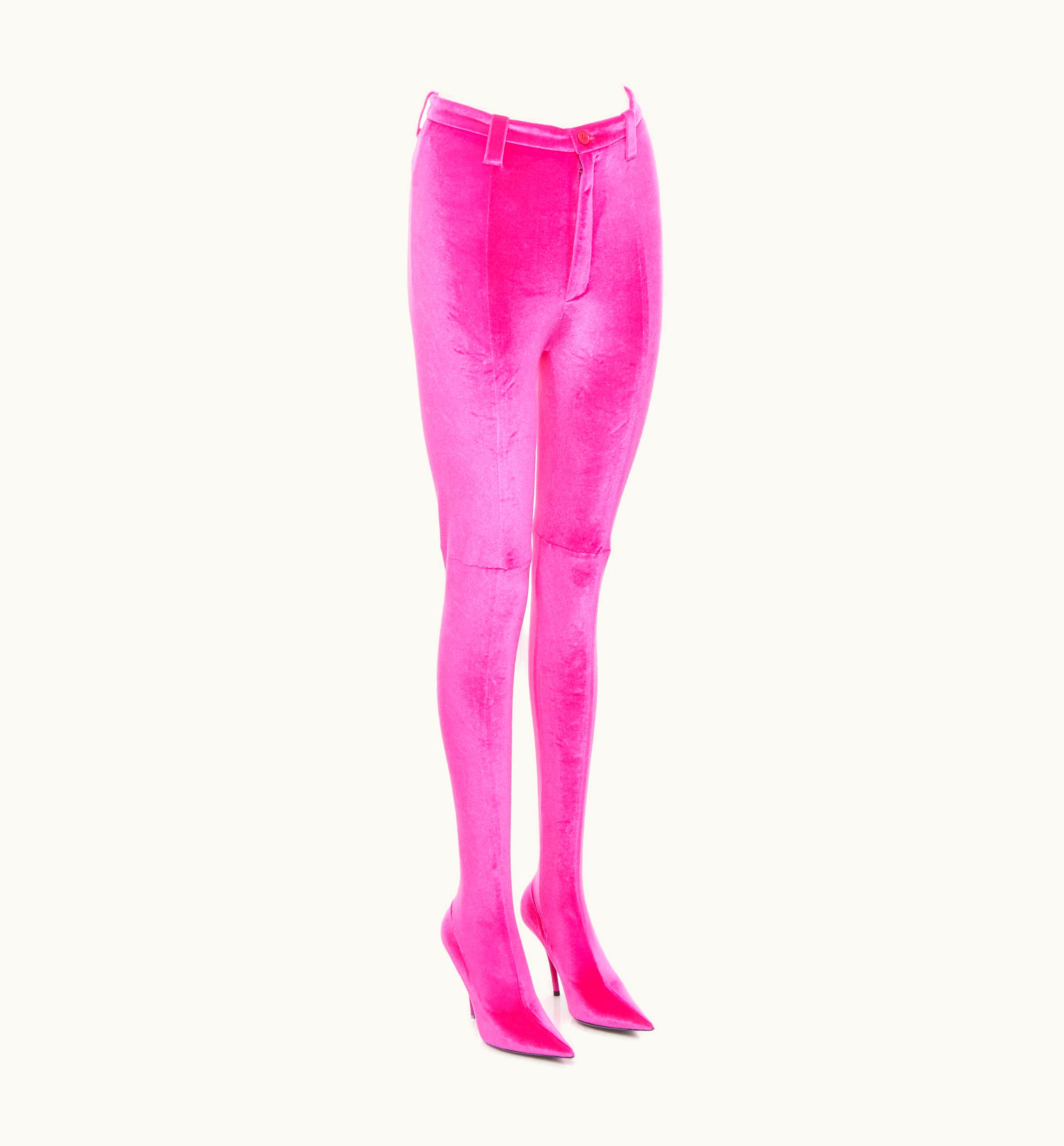 Balenciaga Balenciaga Runway Pantashoe Pink Velvet Knife Pointy Heel Pants