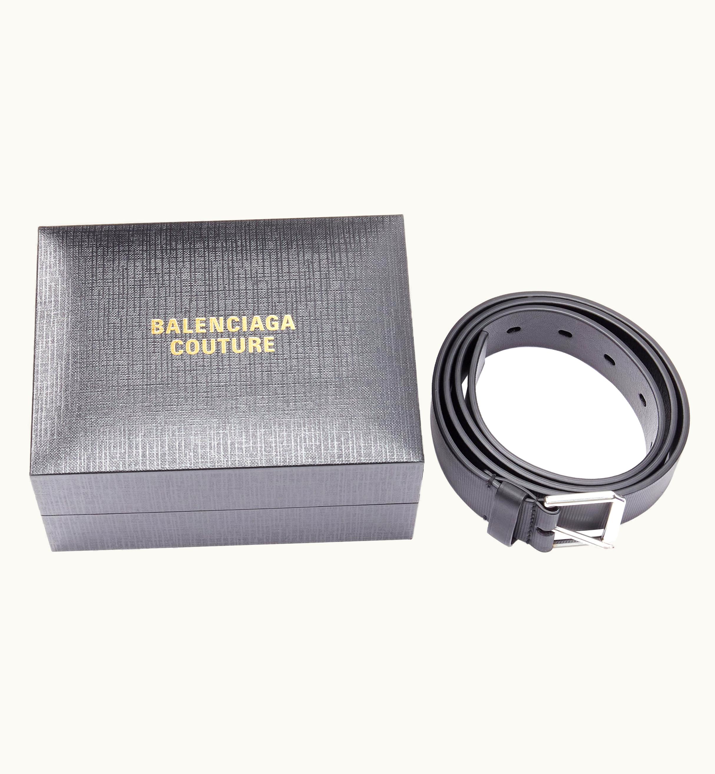 Balenciaga Balenciaga 50th Couture 2021 Black Gold Logo Box Clutch Bag Leather Belt UZ0589327