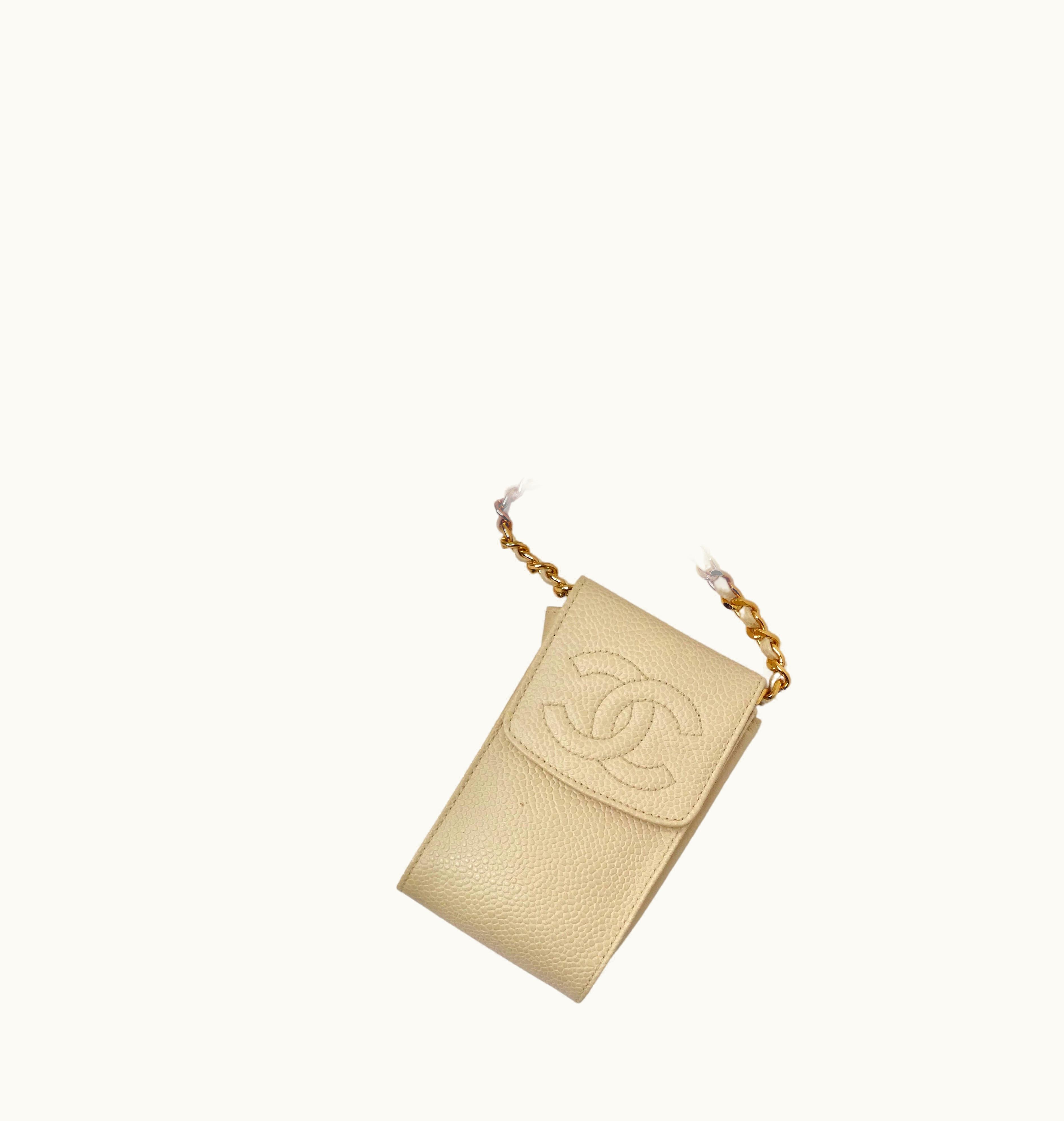 Chanel Chanel Vintage Cream Caviar Leather Chain Pouch