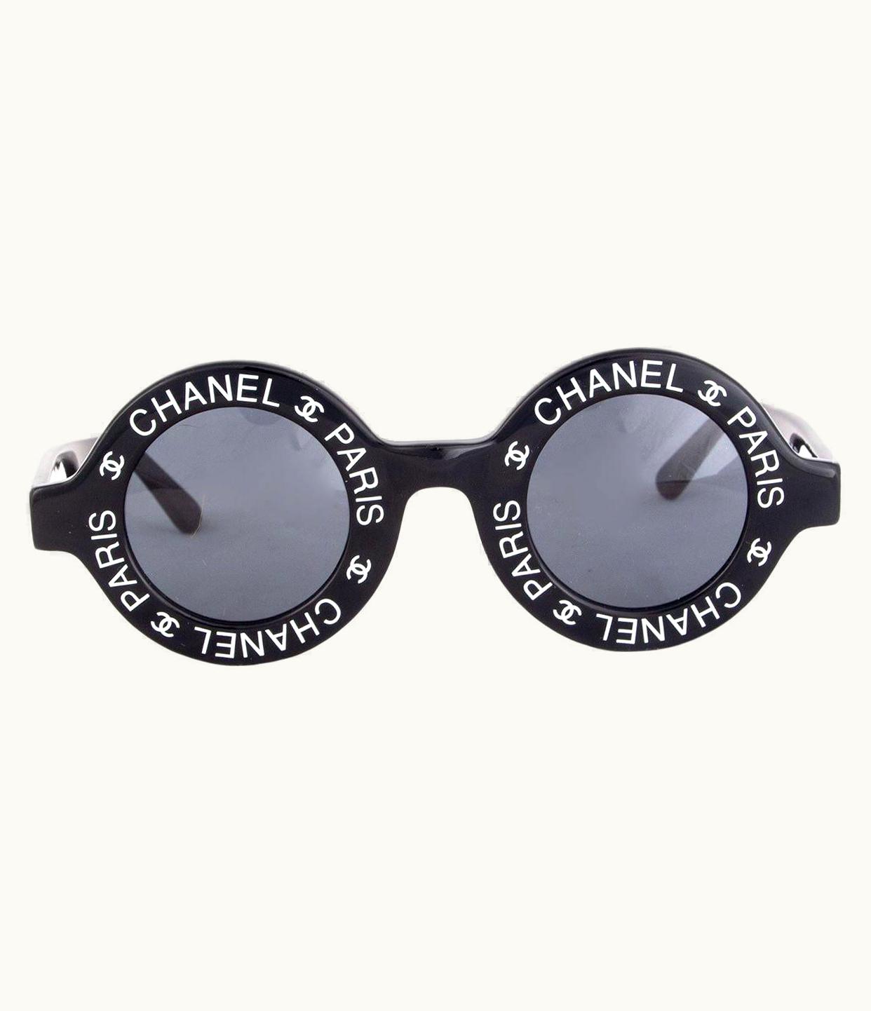 Chanel Chanel Black Vintage 1993 Round Logo Sunglasses Grey Lens UZ0589347