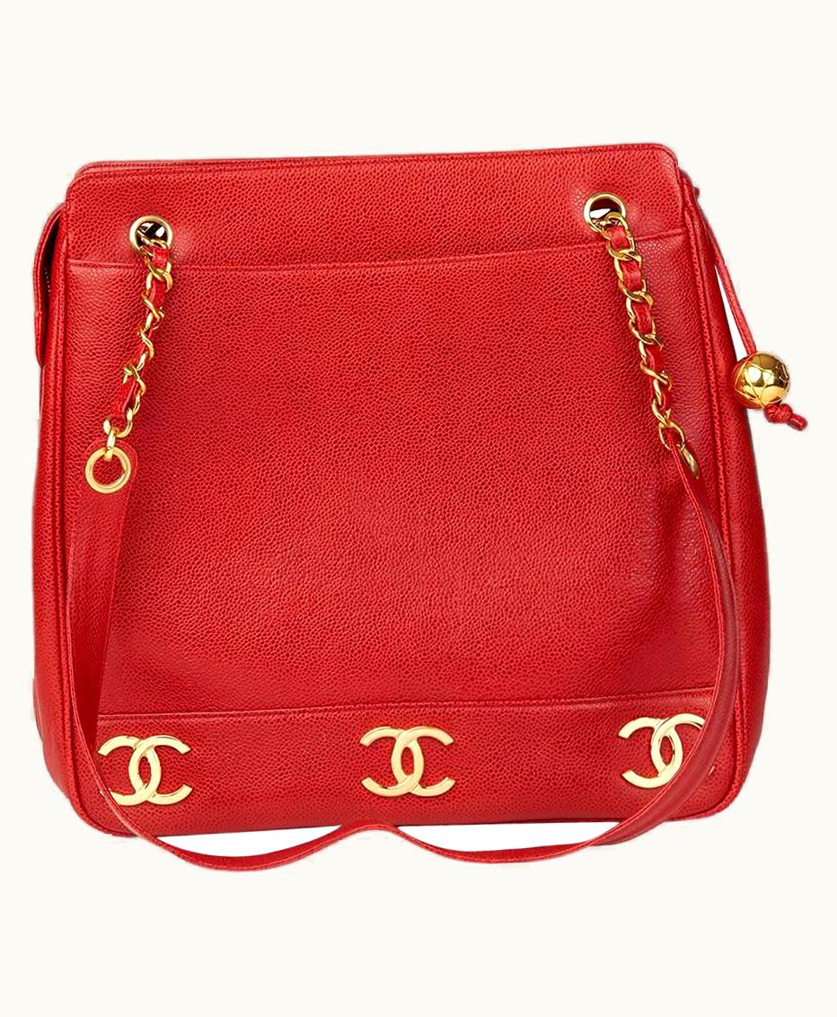 Chanel 1996 Chanel Red Caviar Leather Vintage Timeless Shoulder Bag