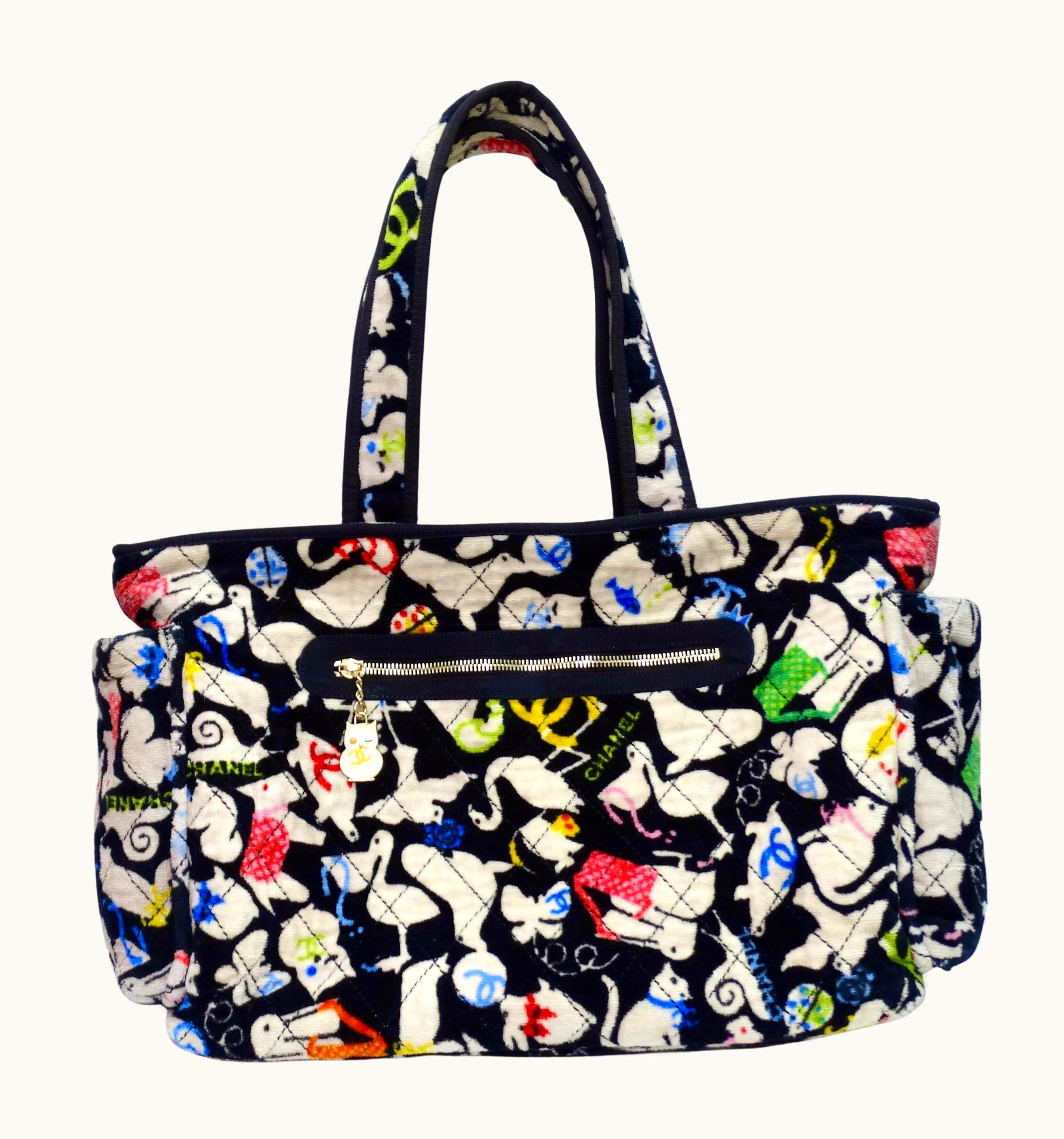 Chanel Chanel Terry Cotton Baby Animal Printed Diaper Bag & Pad