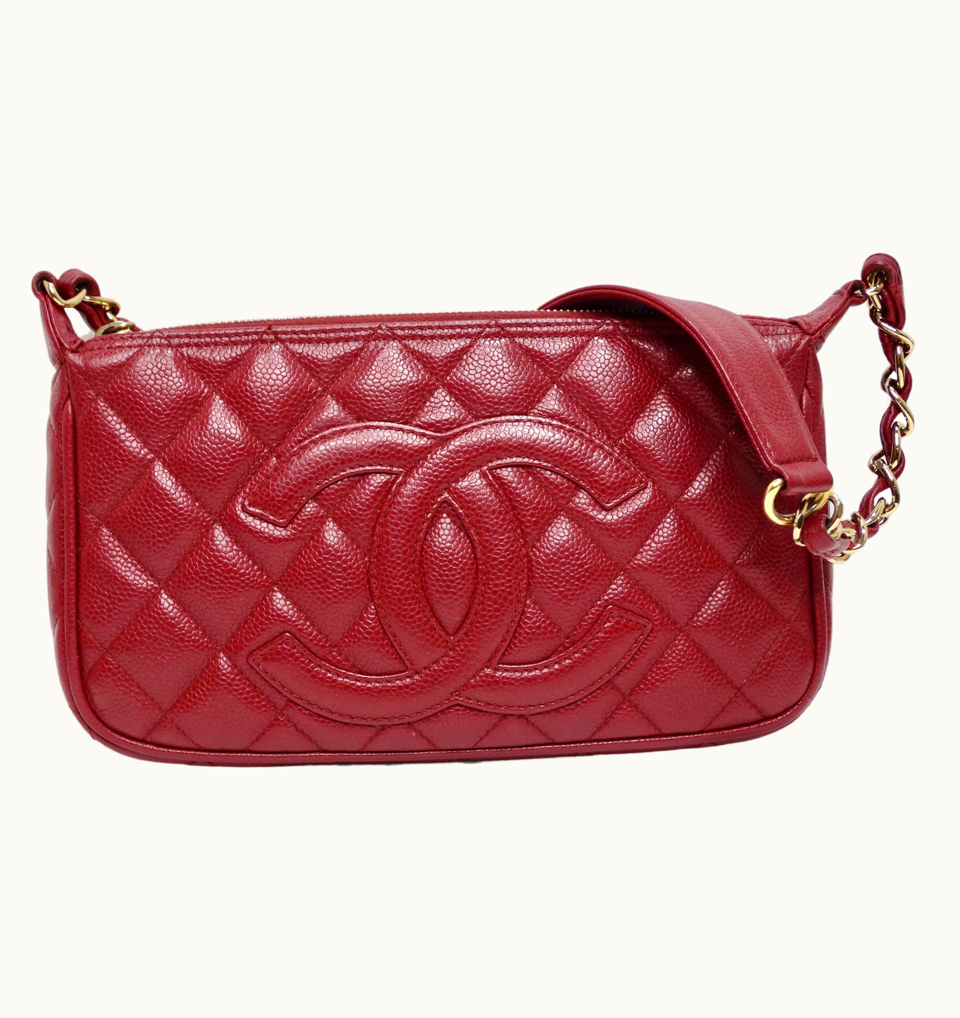Chanel Chanel Timeless Cc Red Shoulder Bag In Quilted Caviar