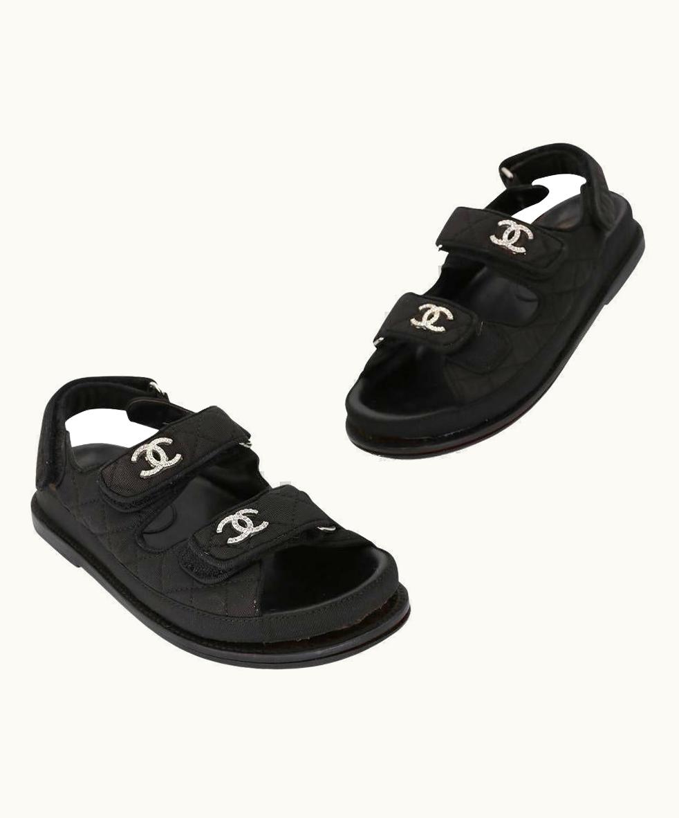Chanel Chanel Quilted Crystal 36 Cc Dad Chunky Sandals Cc