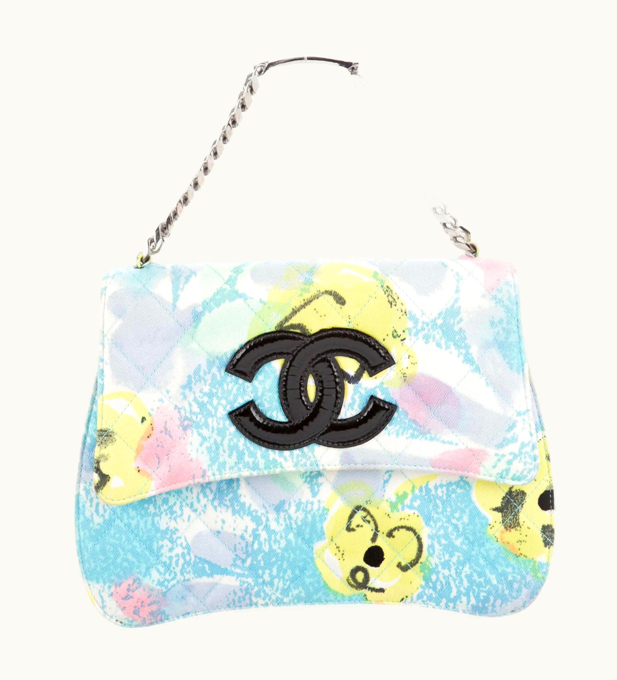 Chanel Chanel Rare Vintage 1997 Floral Turquoise Quilted Logo Cc Classic Flap Bag UZ0589385