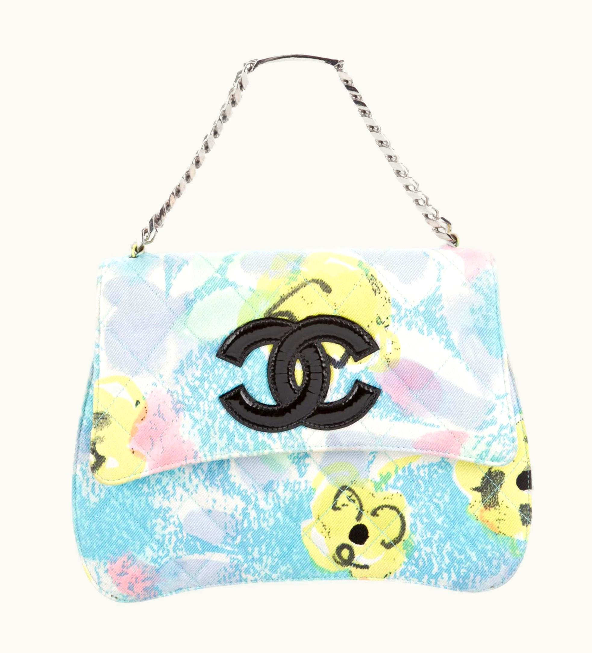 Chanel Chanel Rare Vintage 1997 Floral Turquoise Quilted Logo Cc Classic Flap Bag UZ0589386