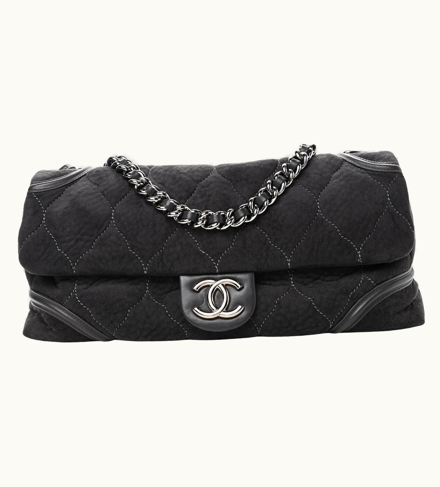 Chanel Chanel Vintage Grey Shearling Suede Extra Large Maxi Flap Bag