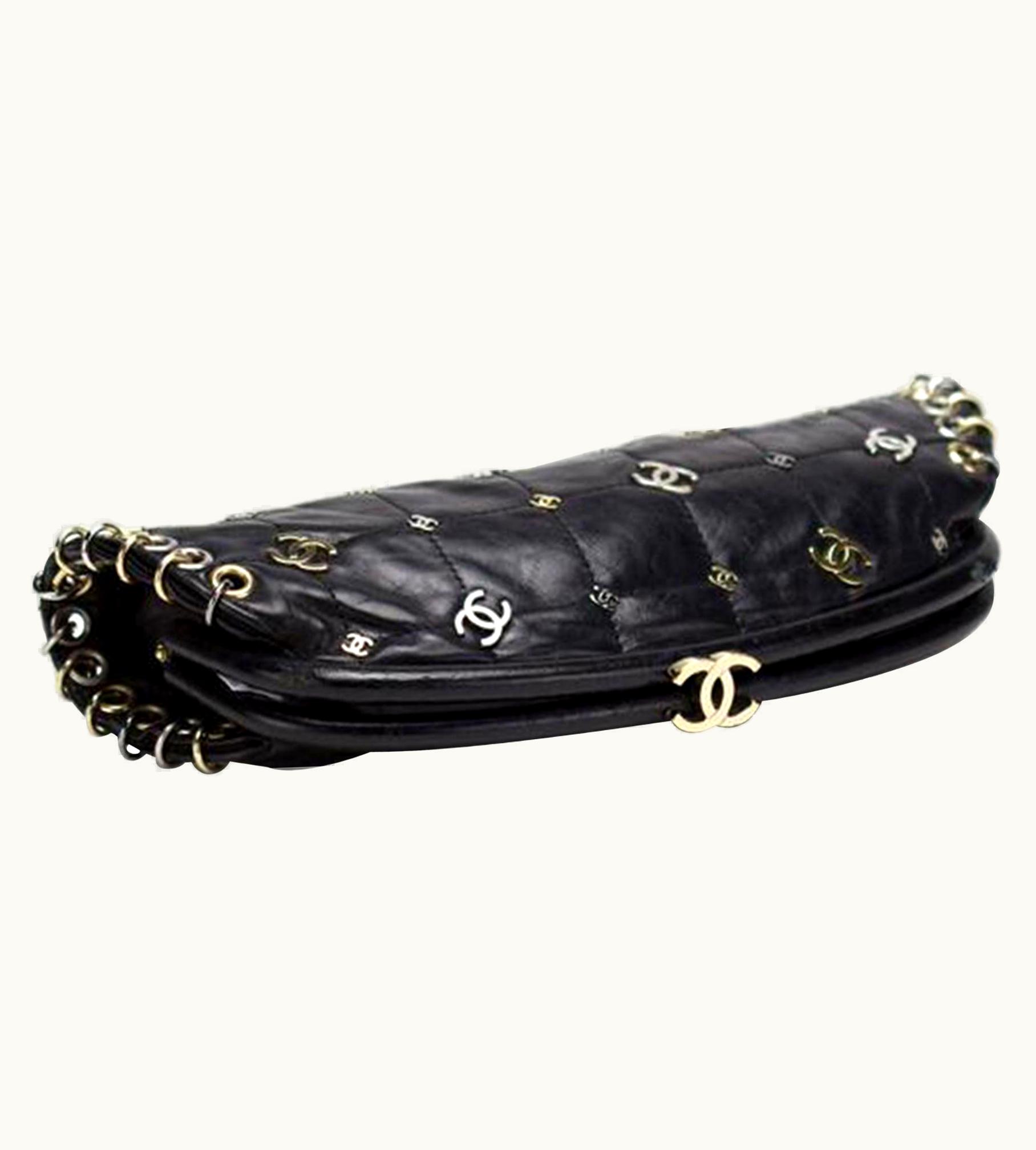 Chanel Chanel Spring 2007 Limited Edition Charm Rare Black Leather Clutch UZ0589401