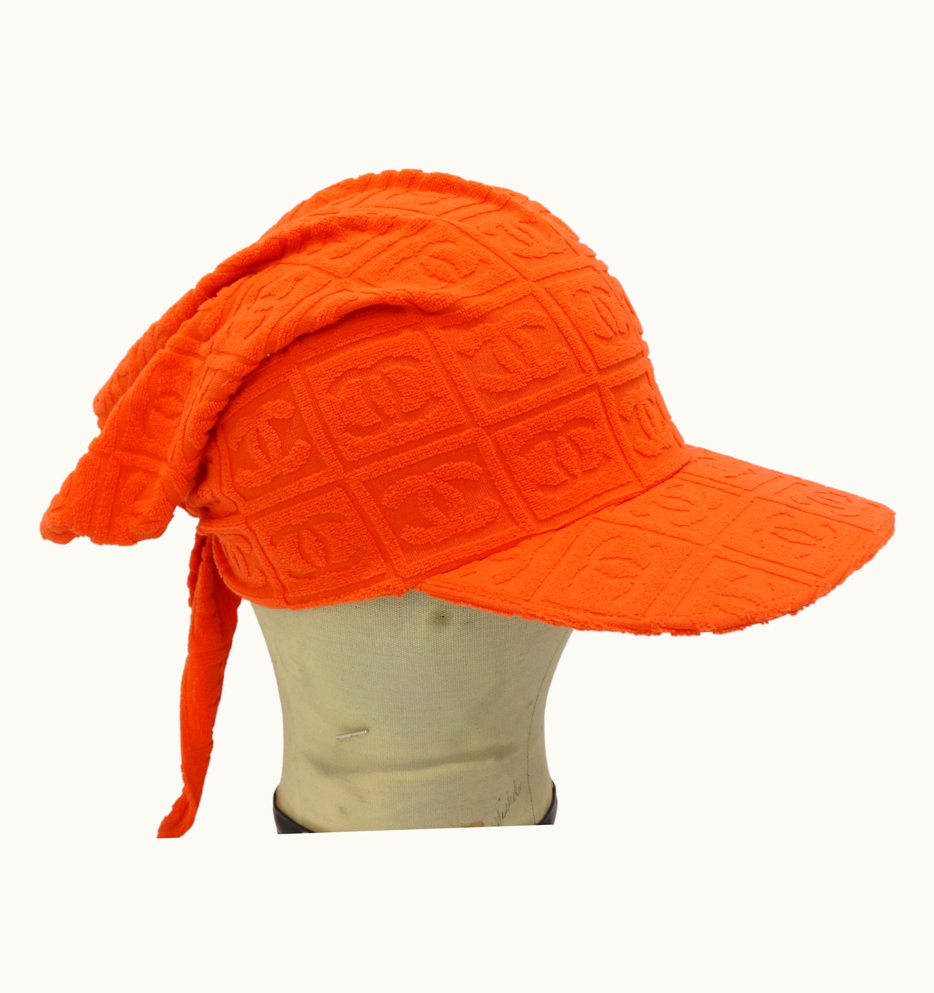 Chanel Chanel Cc Logo Terry Cloth Monogram Tie-Back Hat