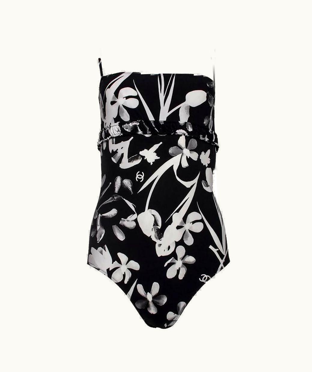 Chanel Chanel Black Floral Swimsuit