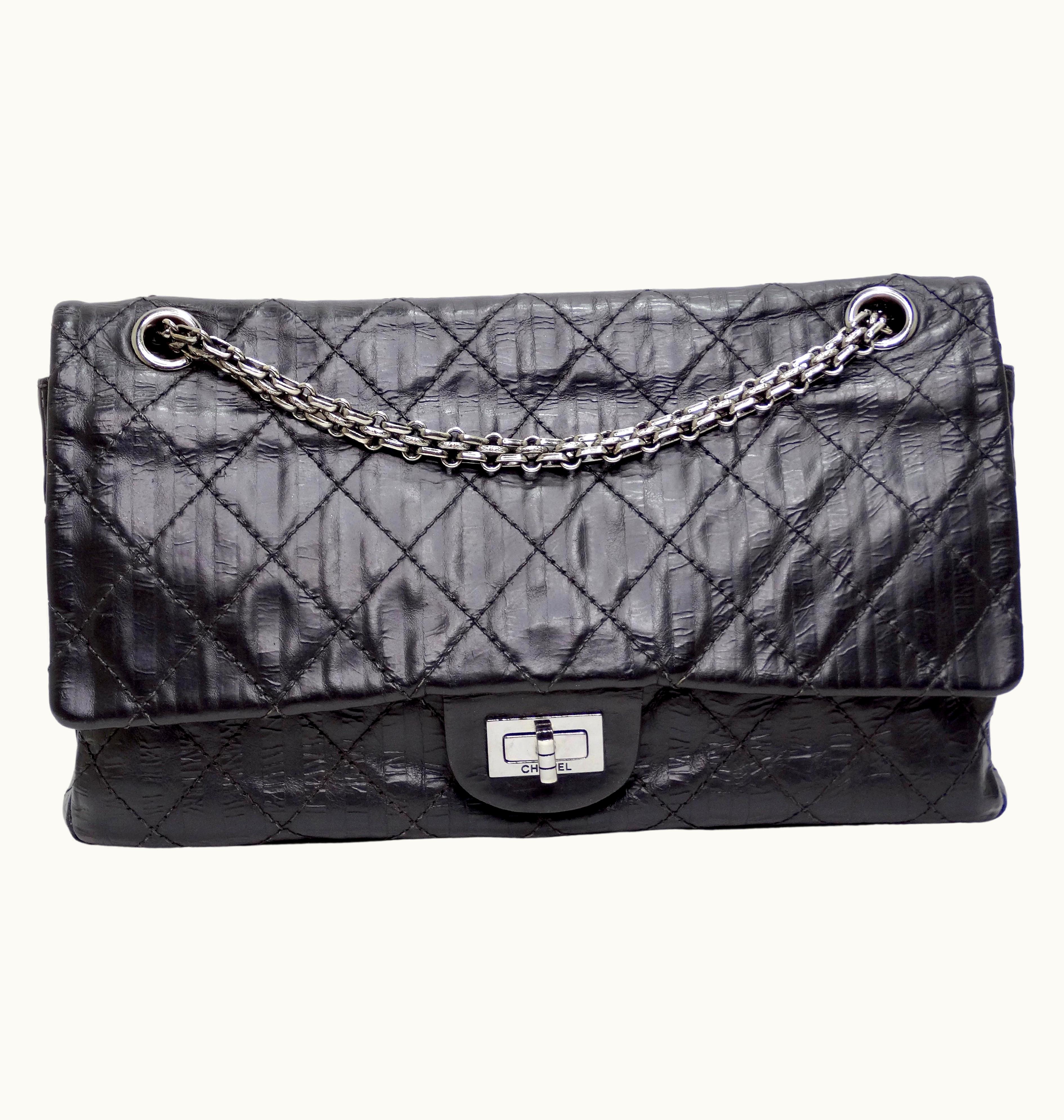 Chanel Chanel Black 2.55 Reissue Quilted Classic Calfskin Leather 225 Flap Bag