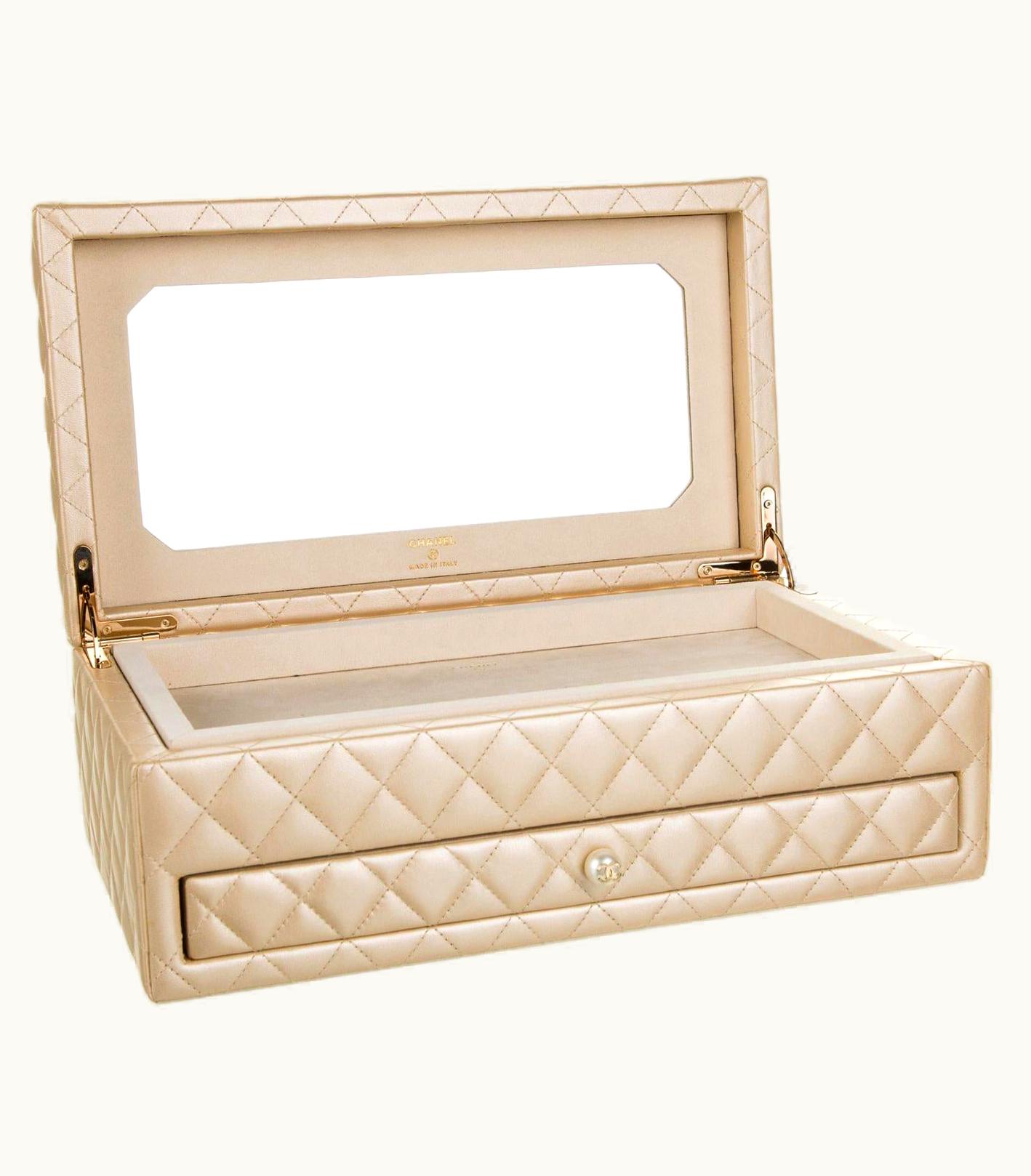 Chanel Chanel Limited Edition Light Gold Vanity Case Rare Home Decor Jewelry Box
