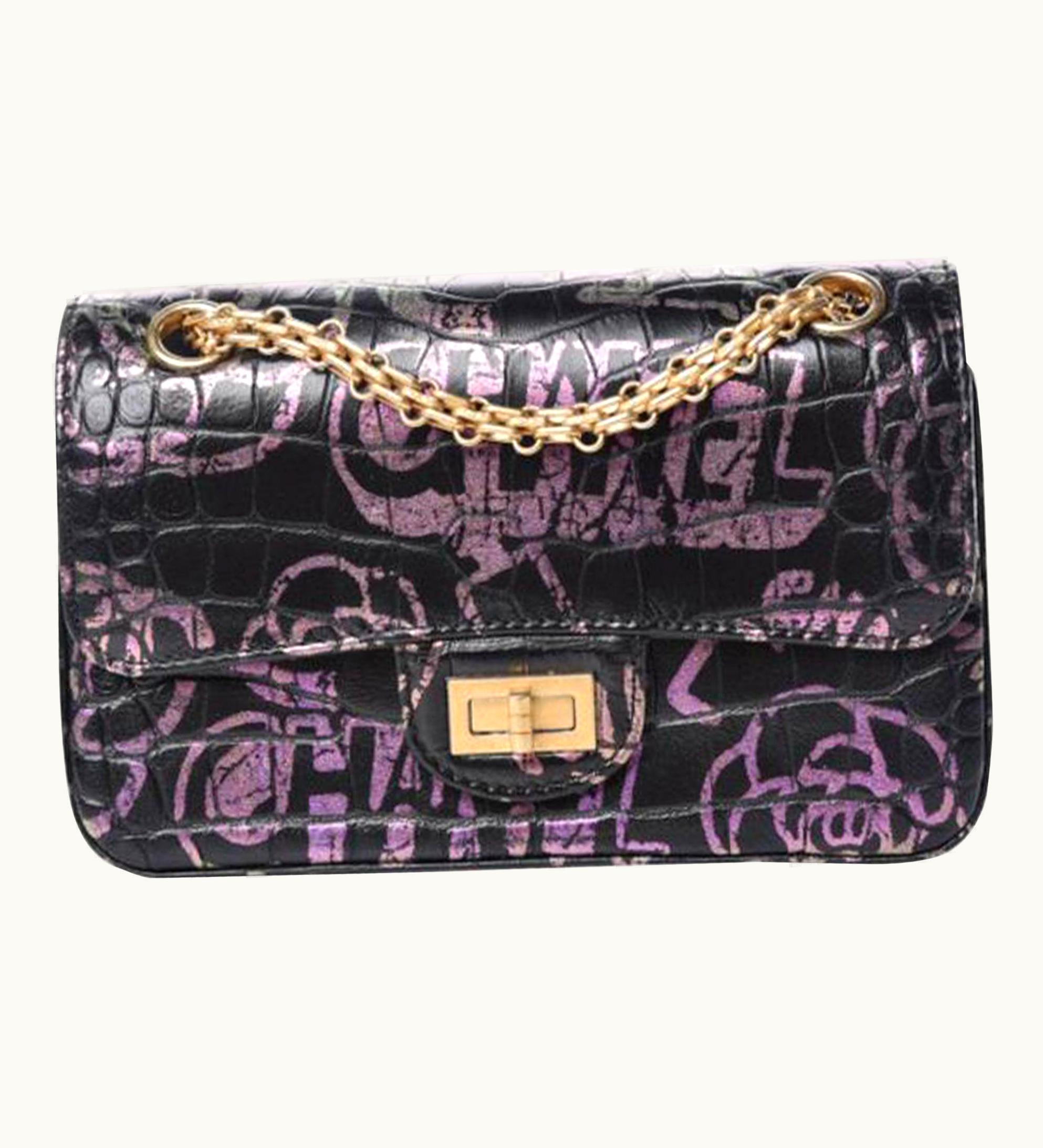 Chanel Chanel Classic Flap 2.55 Reissue Graffiti Crocodile Embossed Mini Cocodile Bag