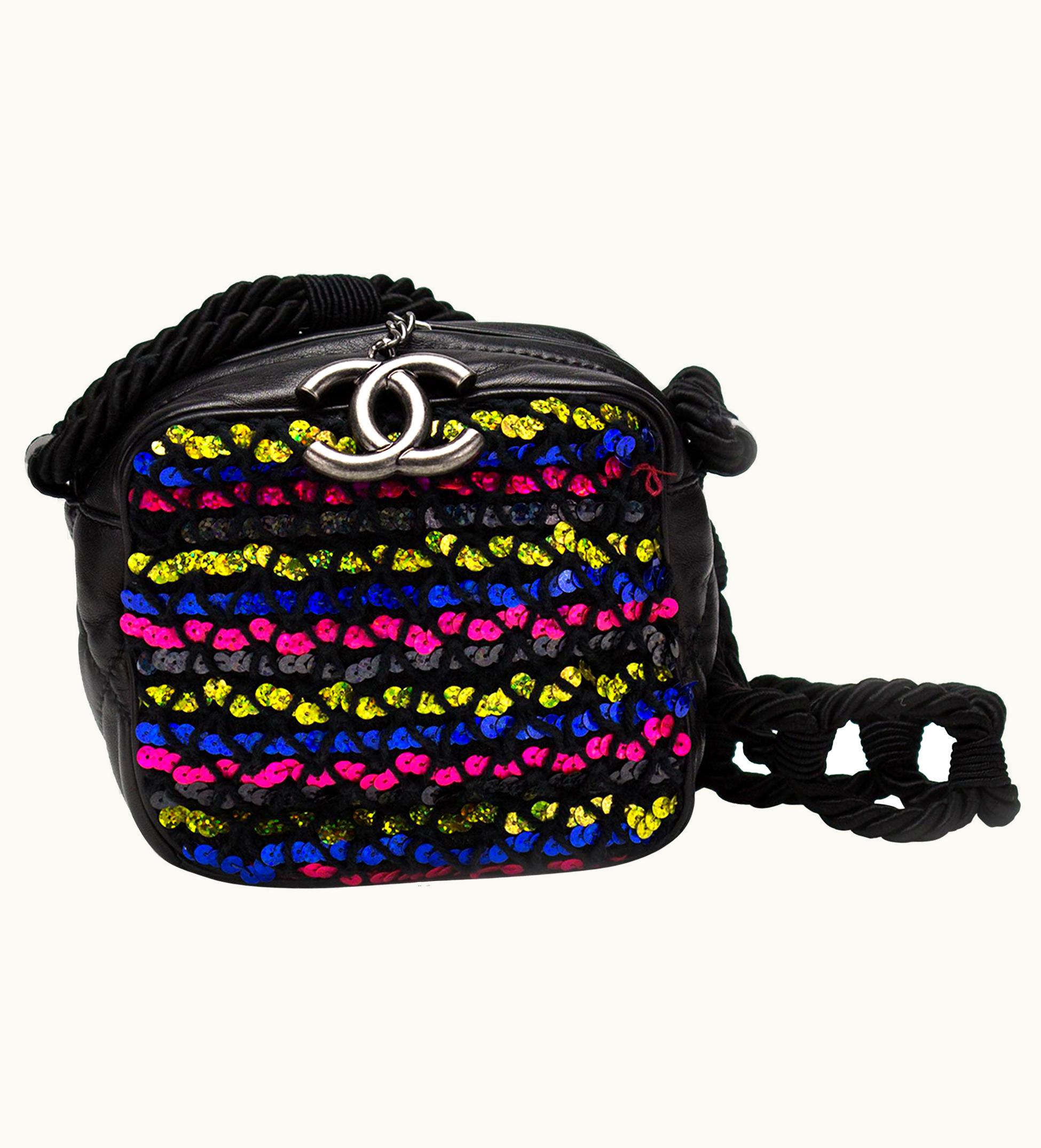 Chanel Chanel Lambskin Quilted Mini Sequin Rainbow Camera Crossbody Tote