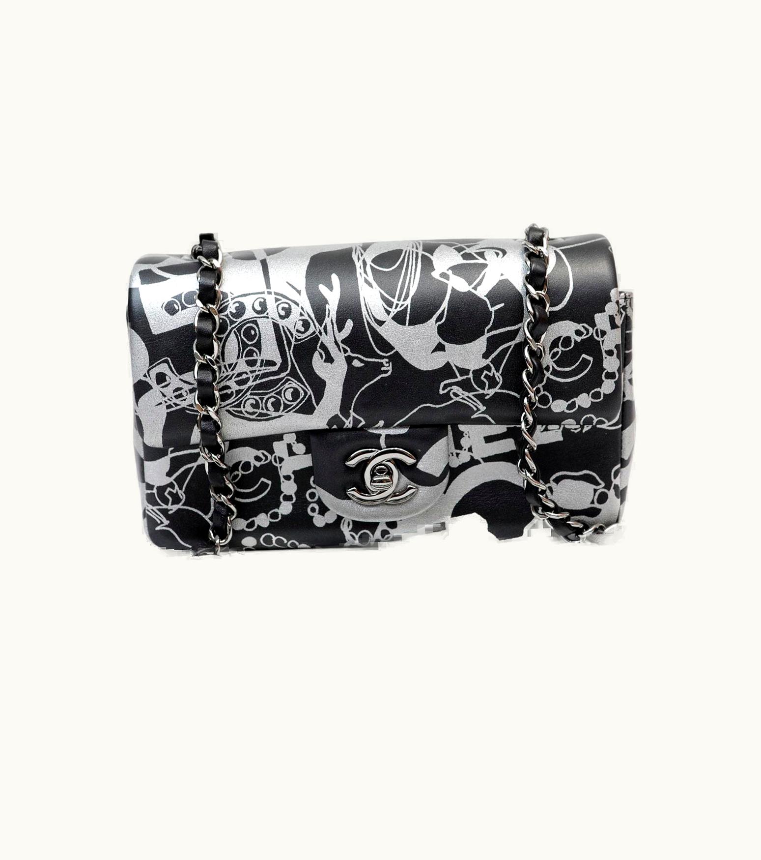 Chanel Chanel Black And Silver Lambskin Mini Classic Limited Edition