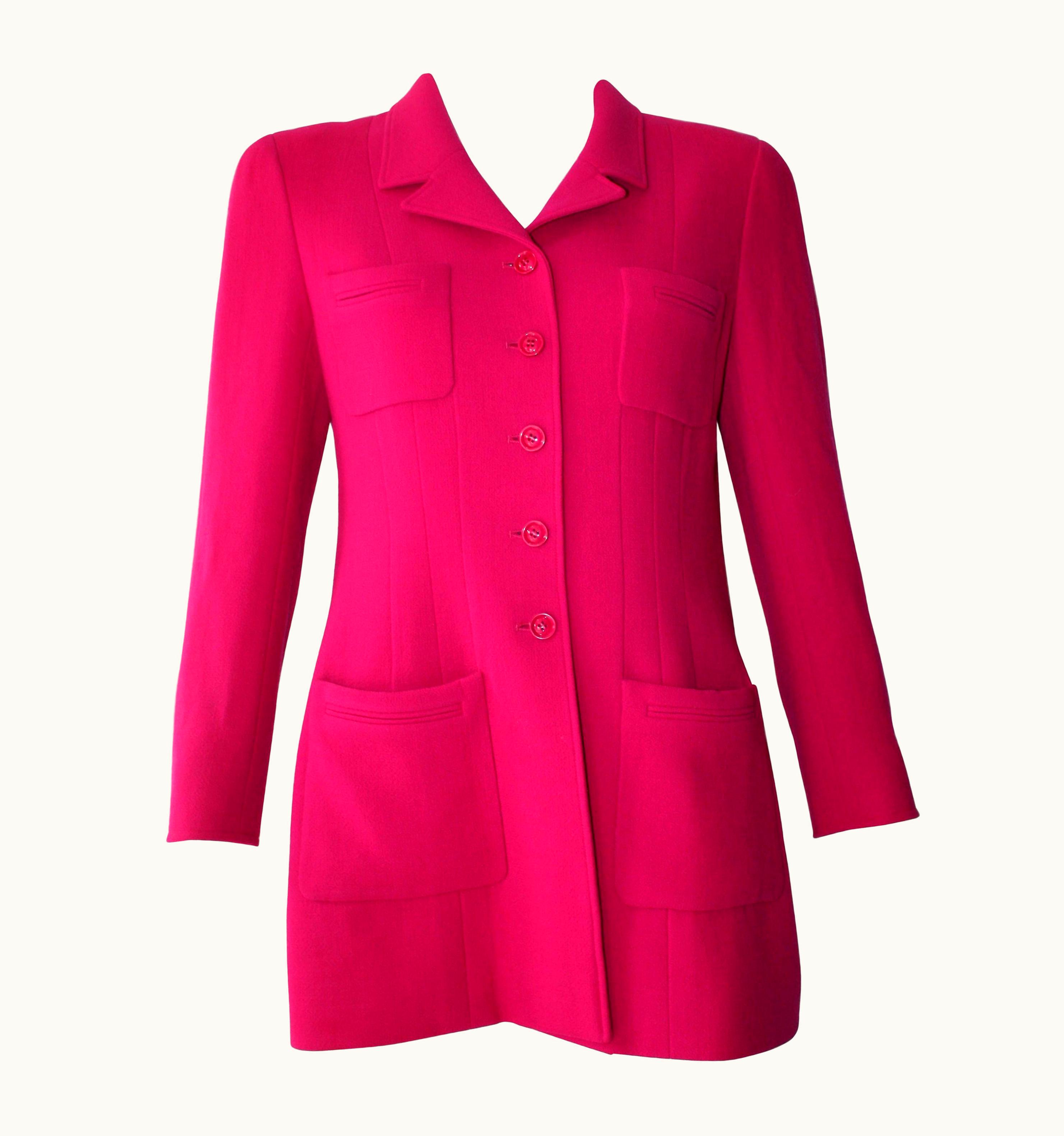 Chanel 1985 Chanel Fuchsia Single Breasted Vintage Jacket