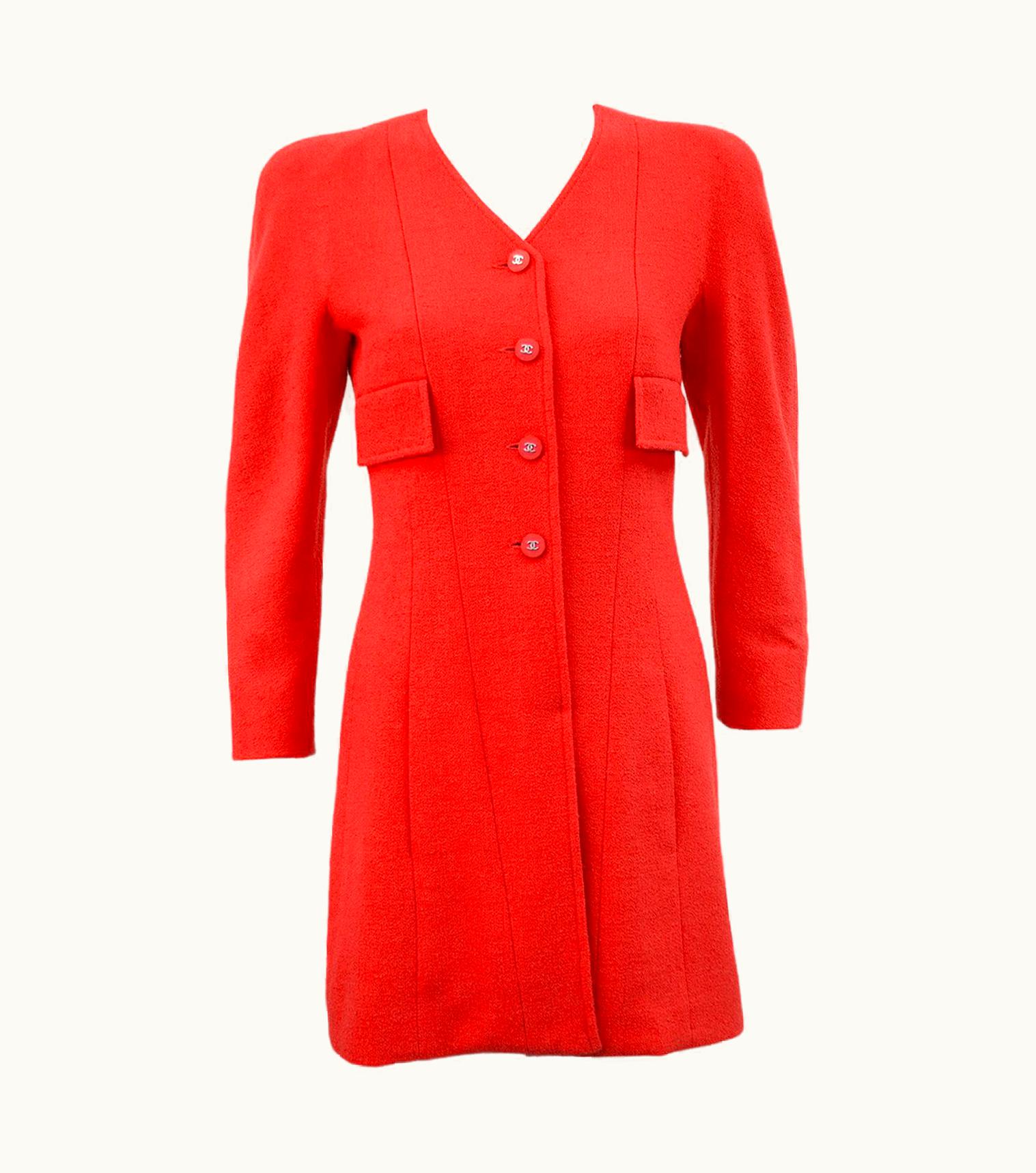 Chanel Spring 1996 Chanel Coral Wool Day Dress
