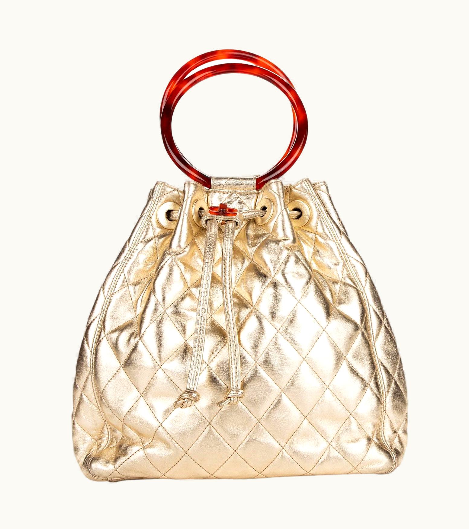 Chanel Chanel 1996 Mademoiselle Tortoise Drawstring Top Handle