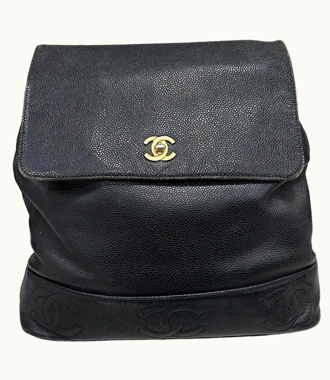 Chanel 1997 Chanel Black Leather Vintage Backpack