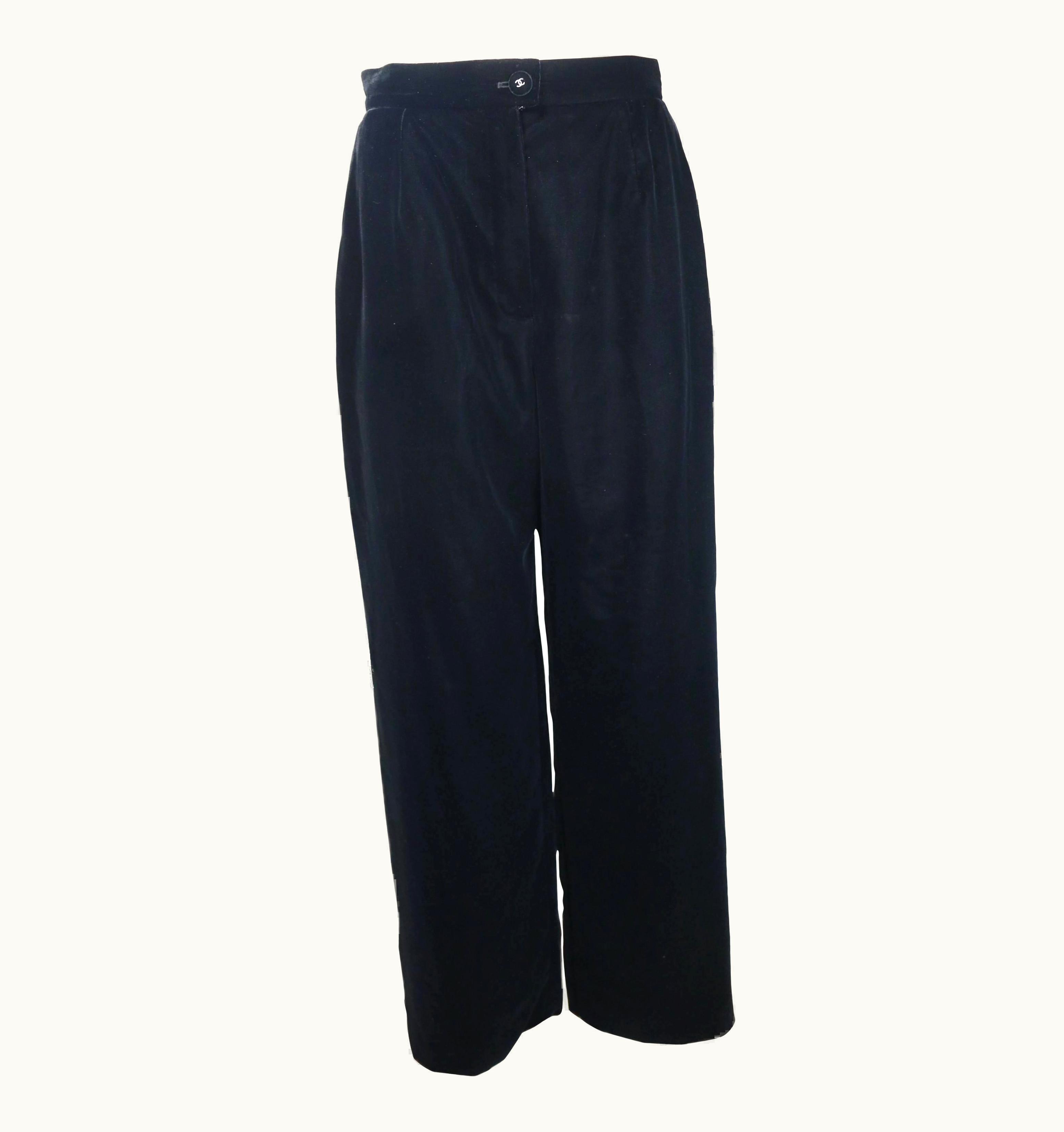 Chanel Vintage Fall 1998 Chanel Black Velvet Pants