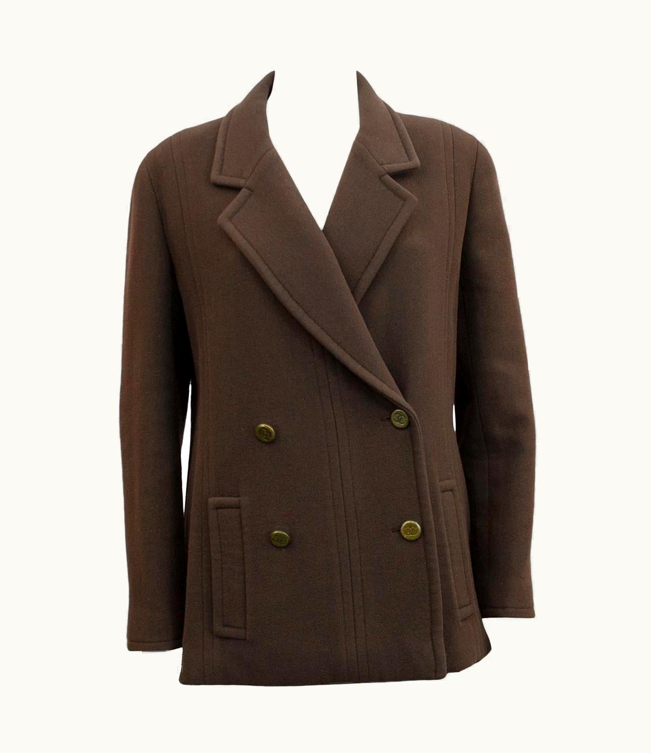 Chanel Fall 1998 Chanel Brown Wool Double Breasted Blaze
