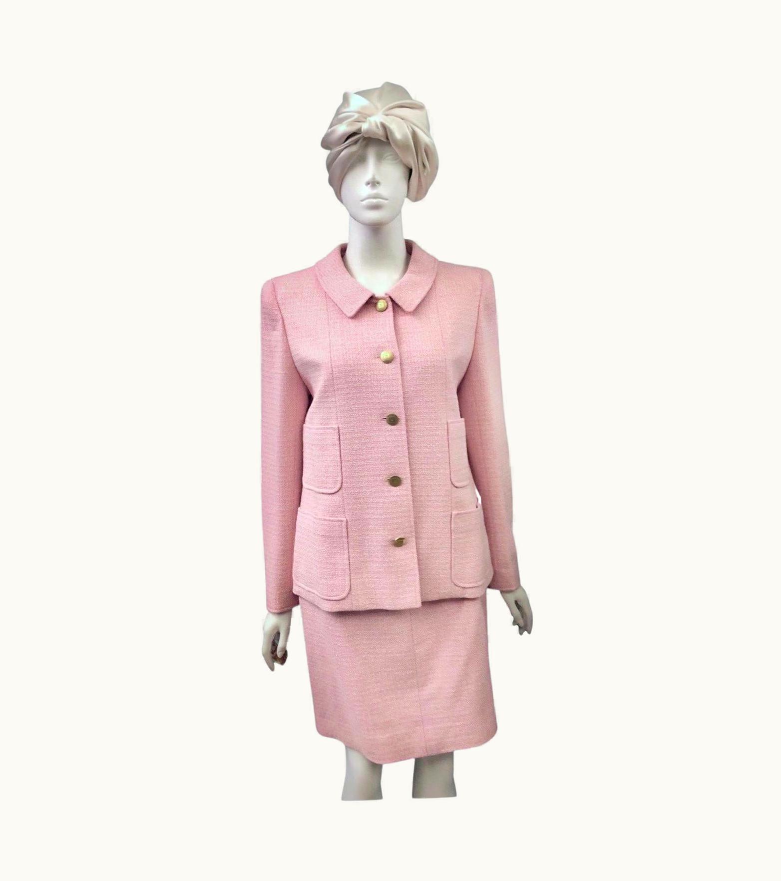 Chanel Vintage Spring 1998 Chanel Pink/White Tweed Suit