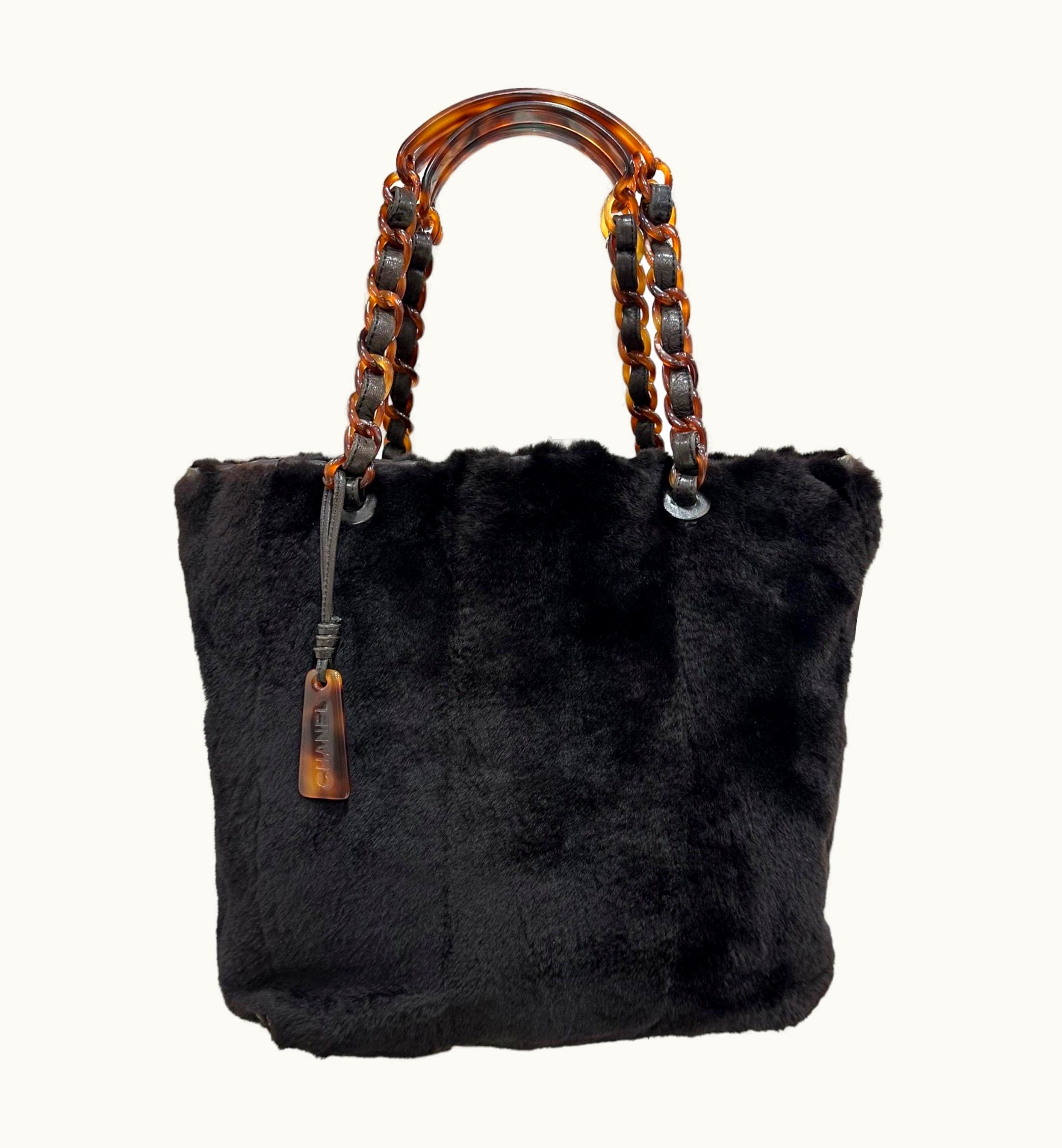 Chanel 1999 Chanel Brown Faux Fur With Bone Handle