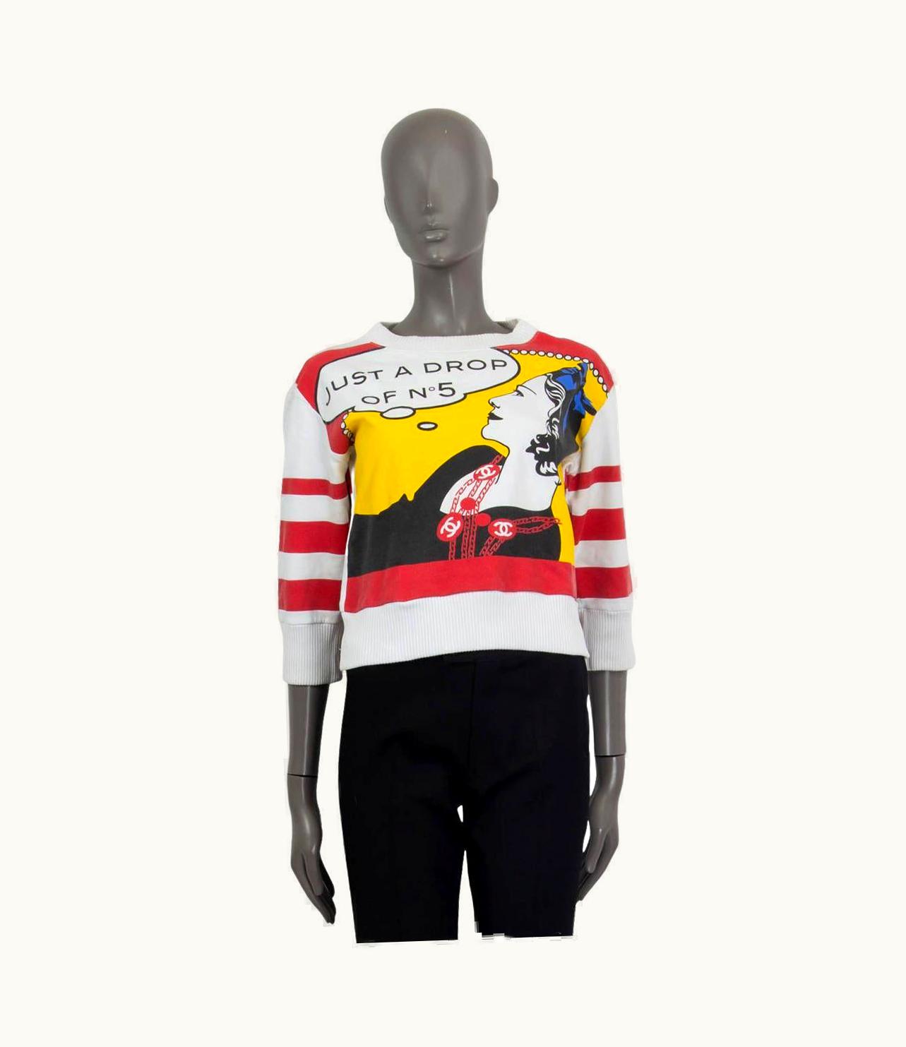 Chanel Chanel White 2001 Just A Drop Of No 5 Pop Art Sweater