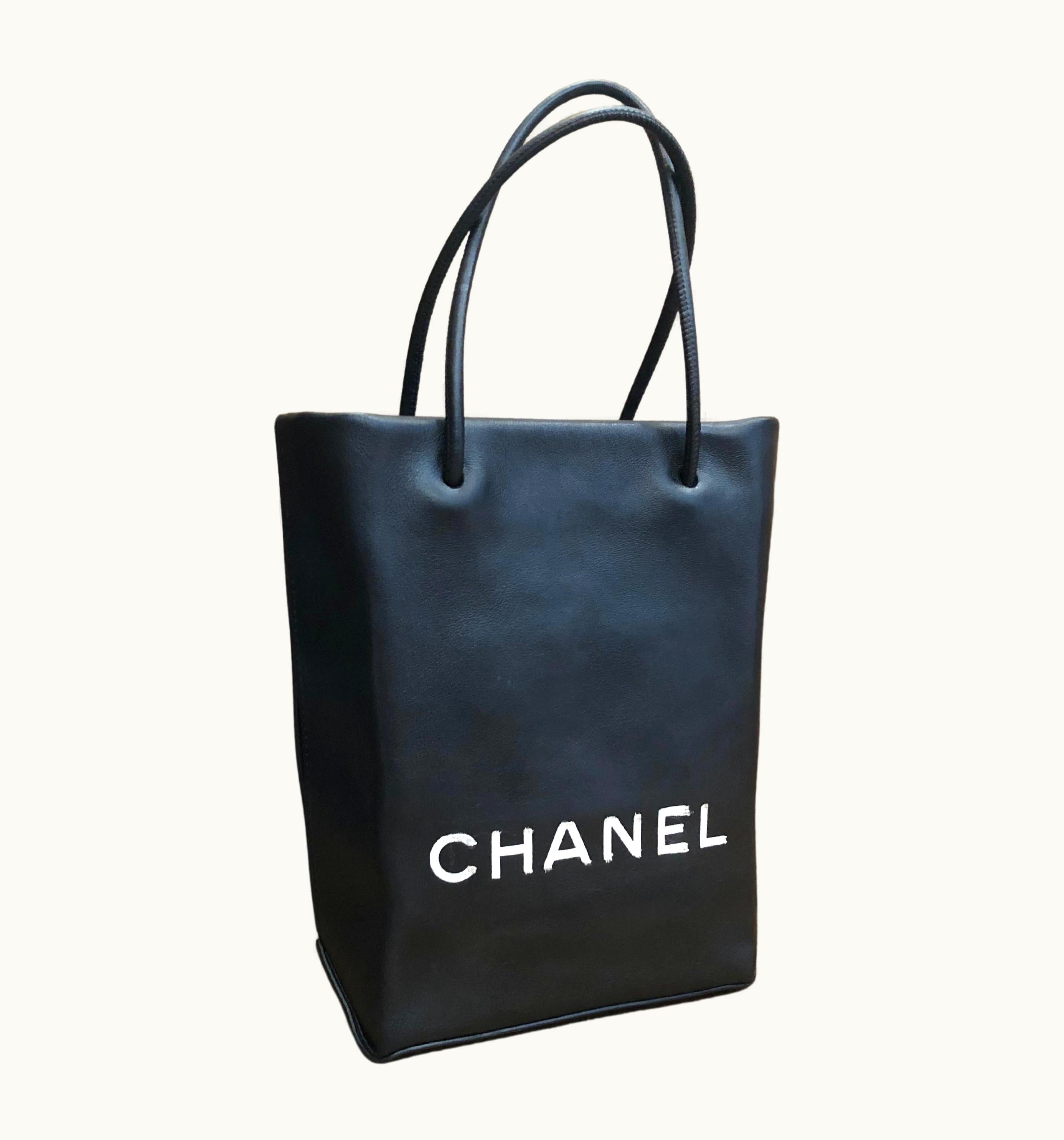 Chanel 2009 Chanel Calf Leather Mini Shopper Tote Bag Black