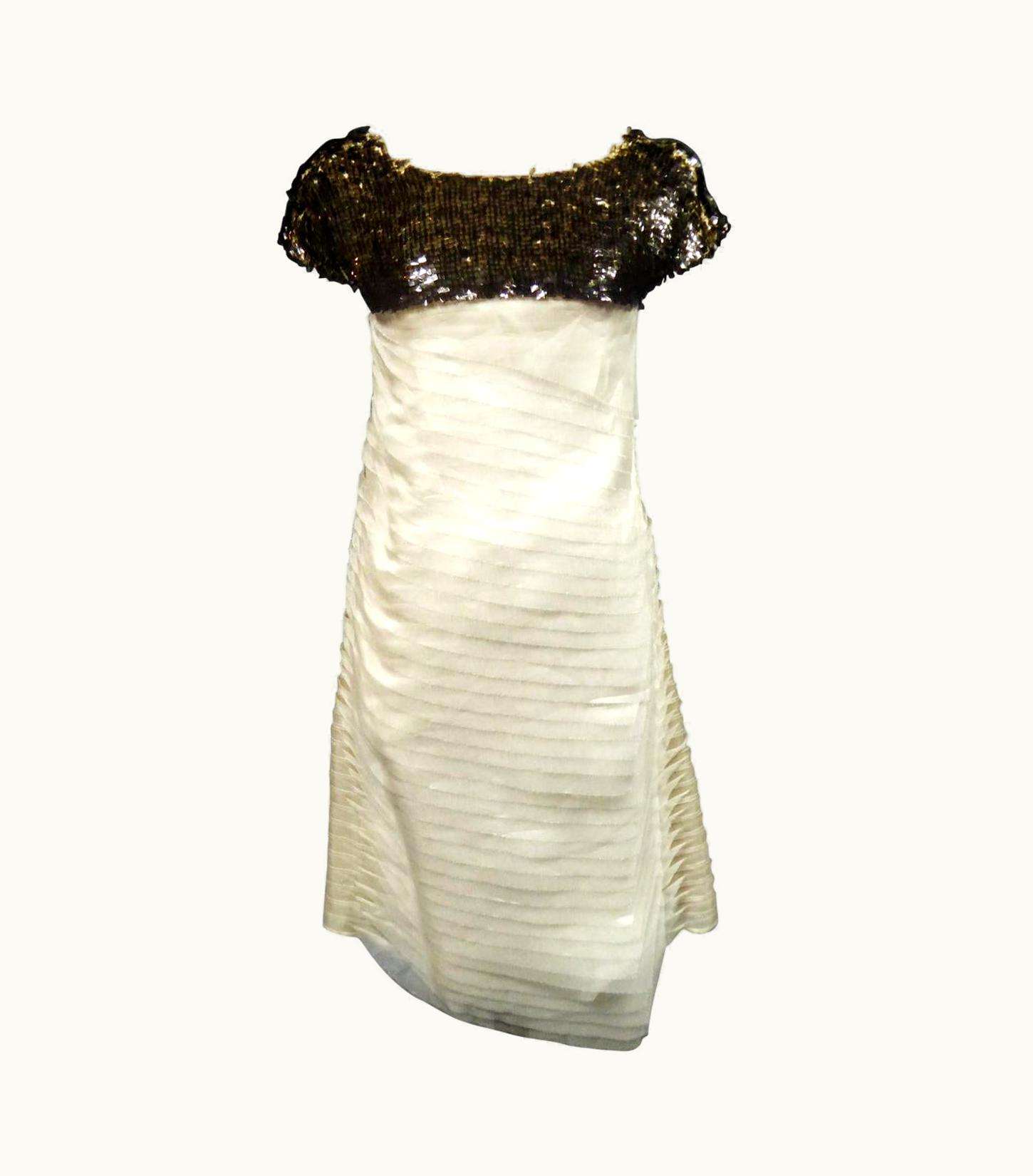 Chanel A Chanel S/S Karl Lagerfeld Sequins & Silk Gauze Cocktail Dress Circa 2010