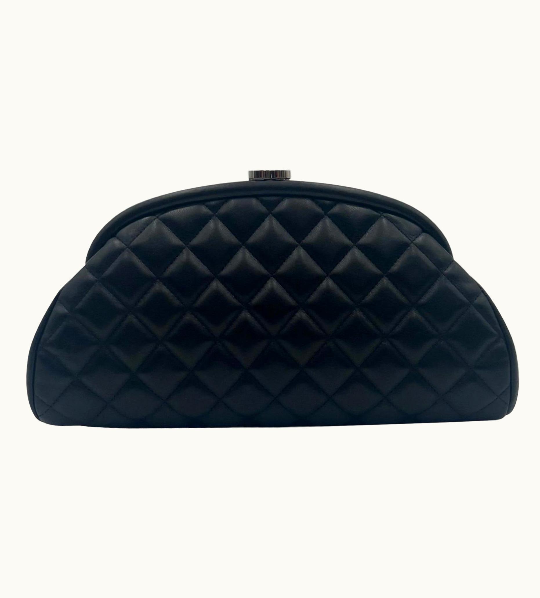 Chanel 2011 Chanel Clutch Timeless Black Leather Handle Bag