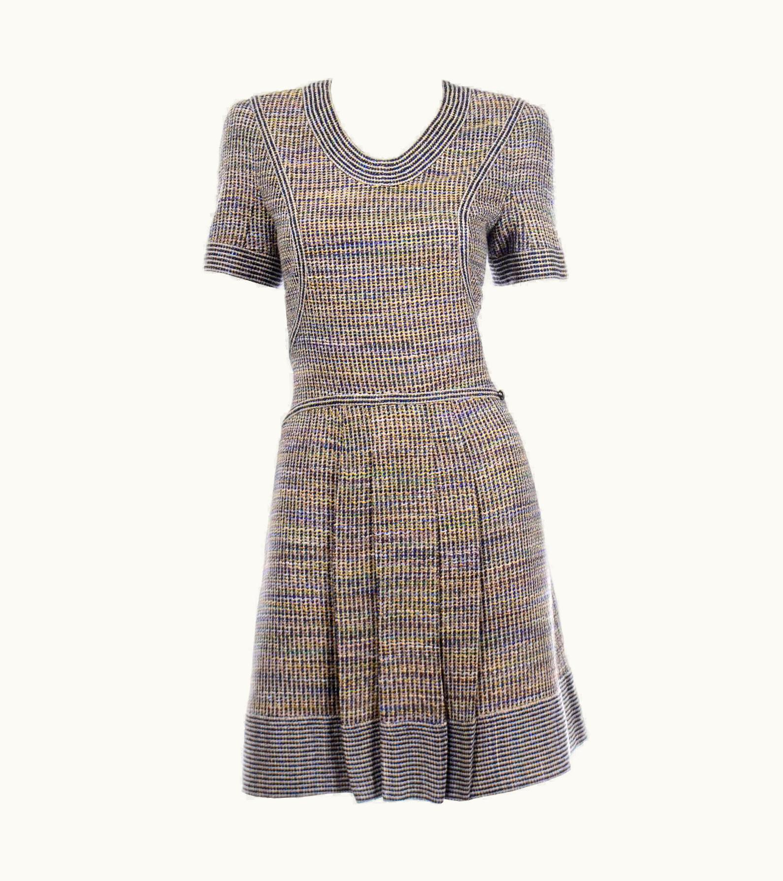 Chanel Chanel Multi-Colored Tweed Short Sleeve Dress Spring Summer 2015