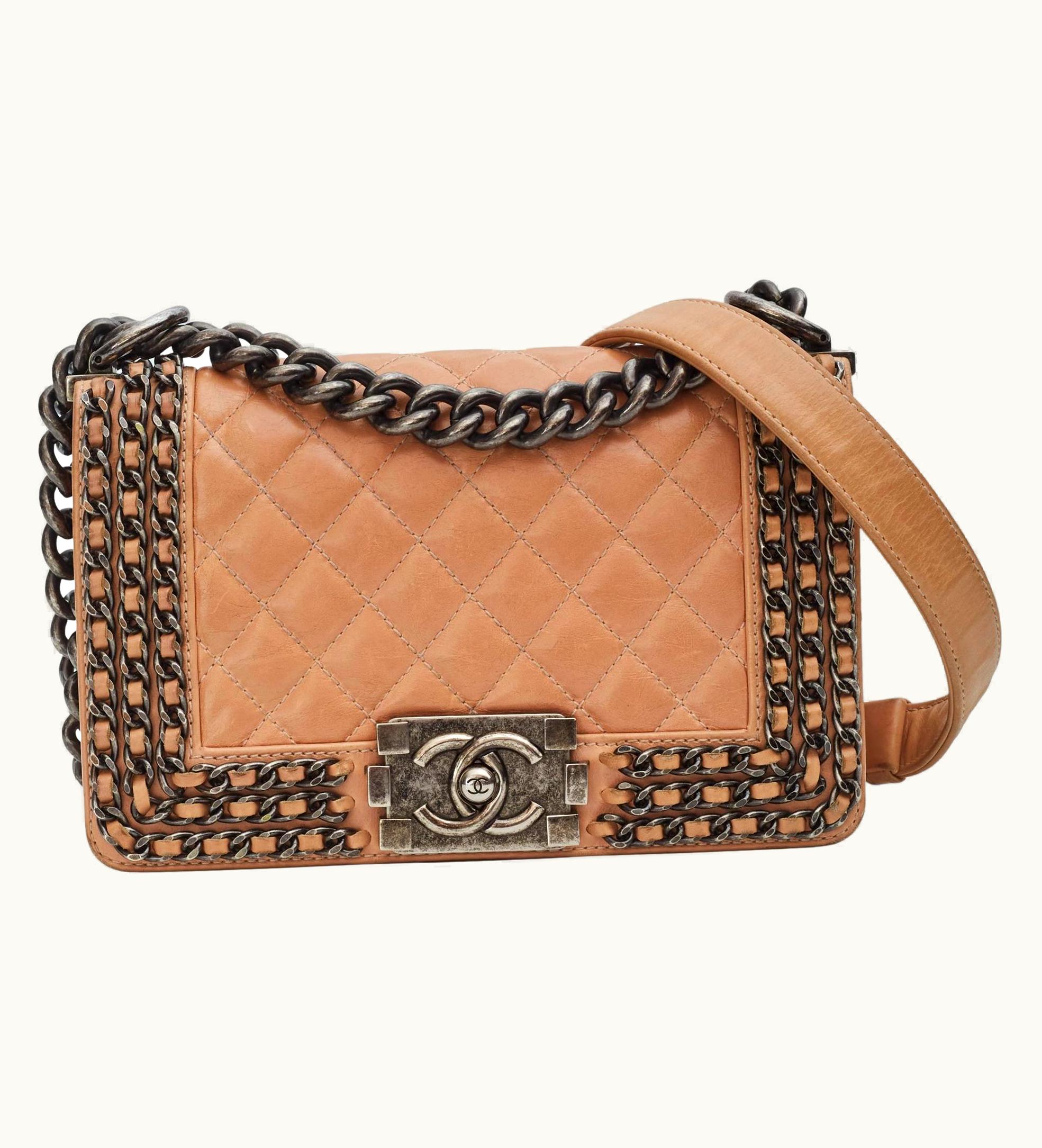 Chanel Chanel Lambskin Beige Chained Boy Bag Small (2015)