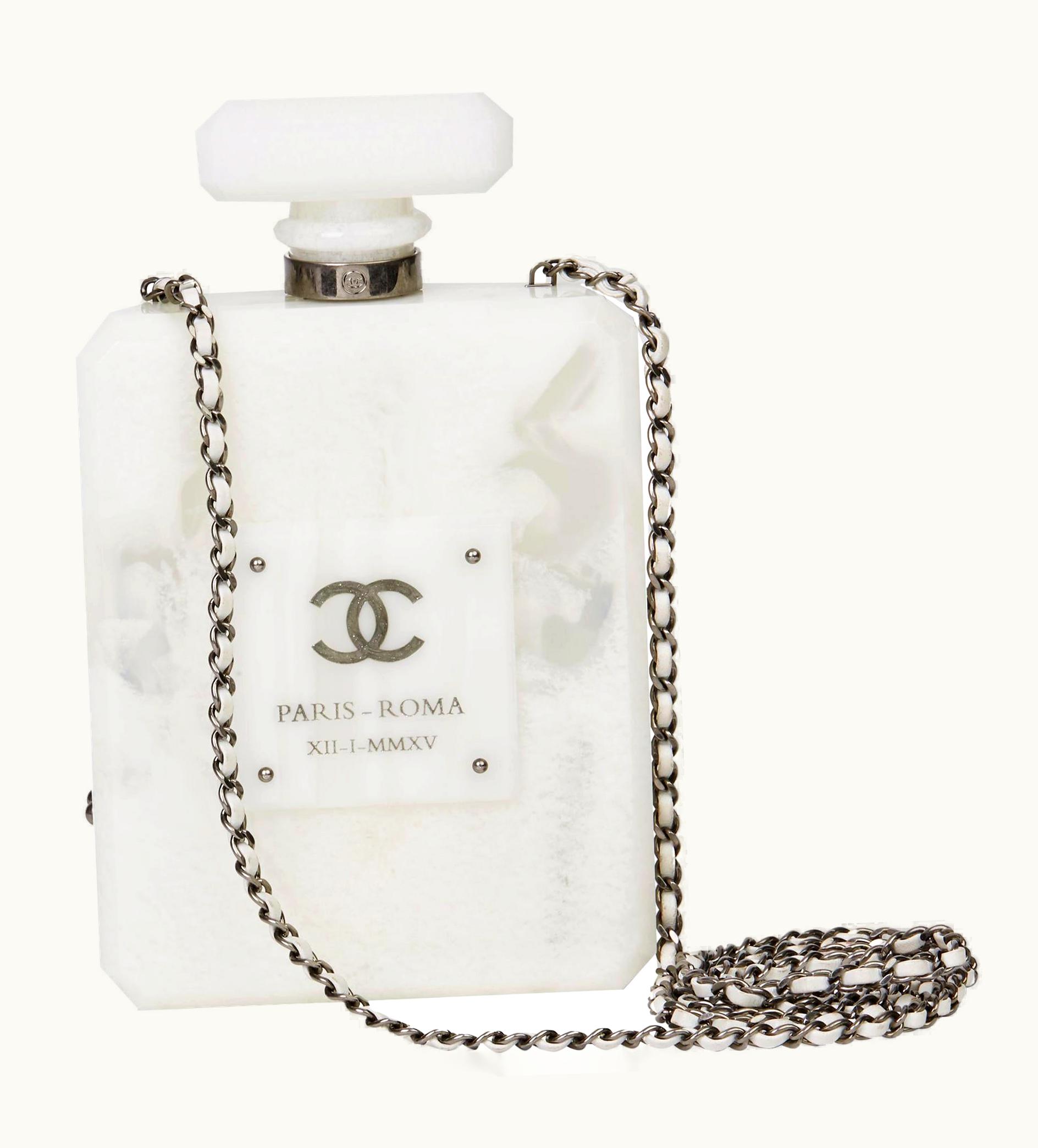 Chanel 2016 Chanel White Marble Plexiglass Paris-Rome Perfume Bottle Bag