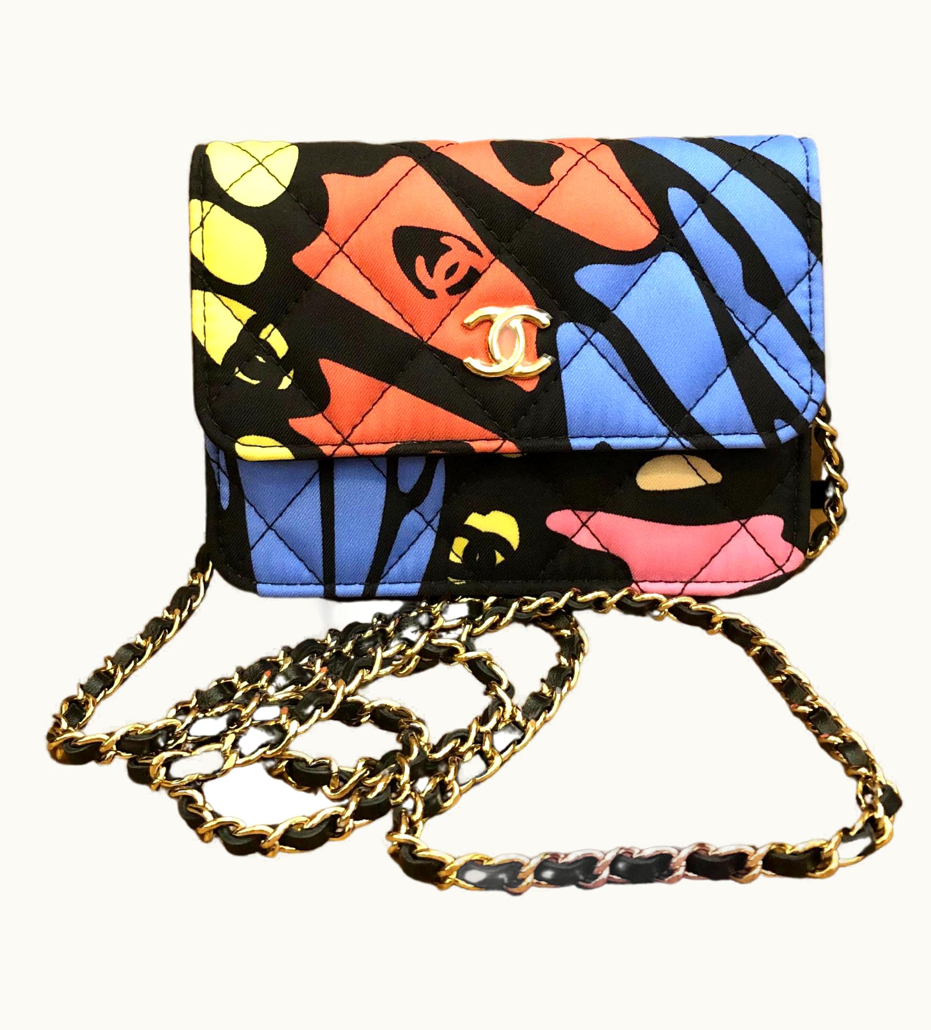 Chanel 2022 Chanel Quilted Butterfly Canvas Micro Flap Bag