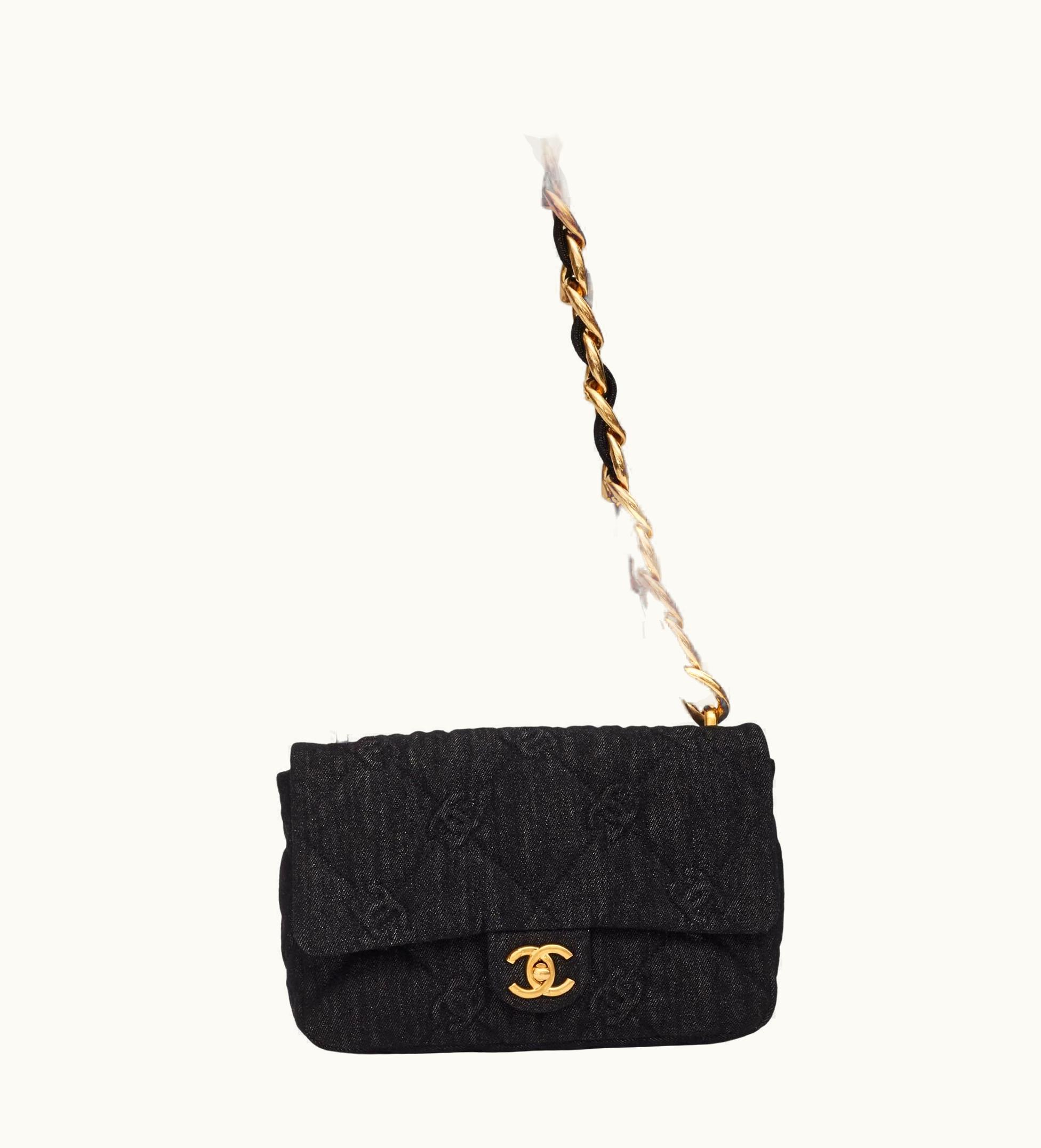 Chanel Chanel Cc Quilted Black Denim Medium Flap Bag (2022)