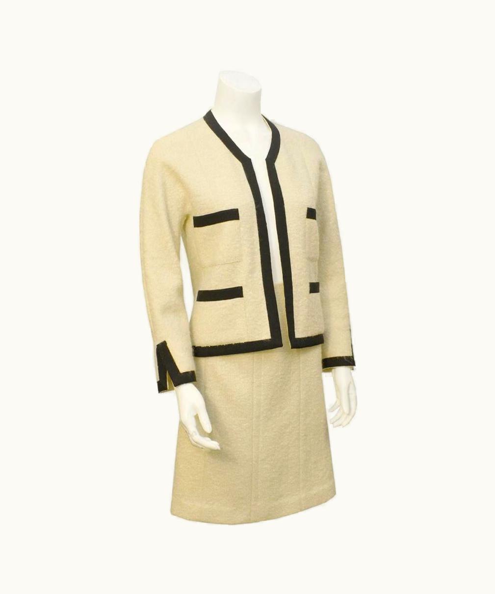 Chanel Chanel Haute Couture Cream Boucle Jacket And Skirt