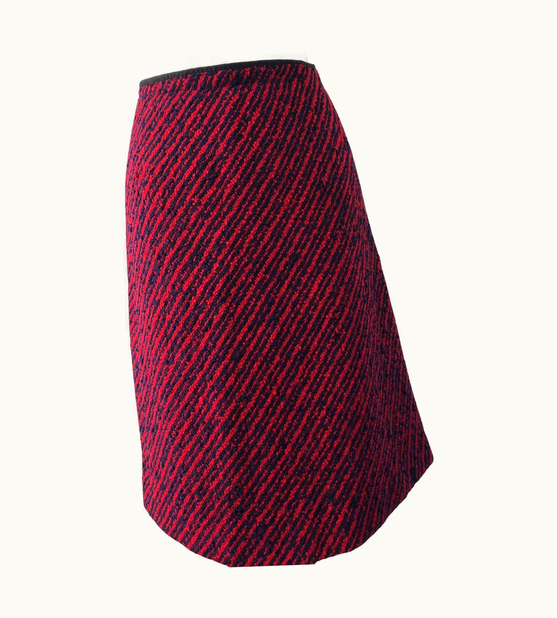 Chanel Chanel Tweed Pencil Skirt Vintage Red Midnight Blue