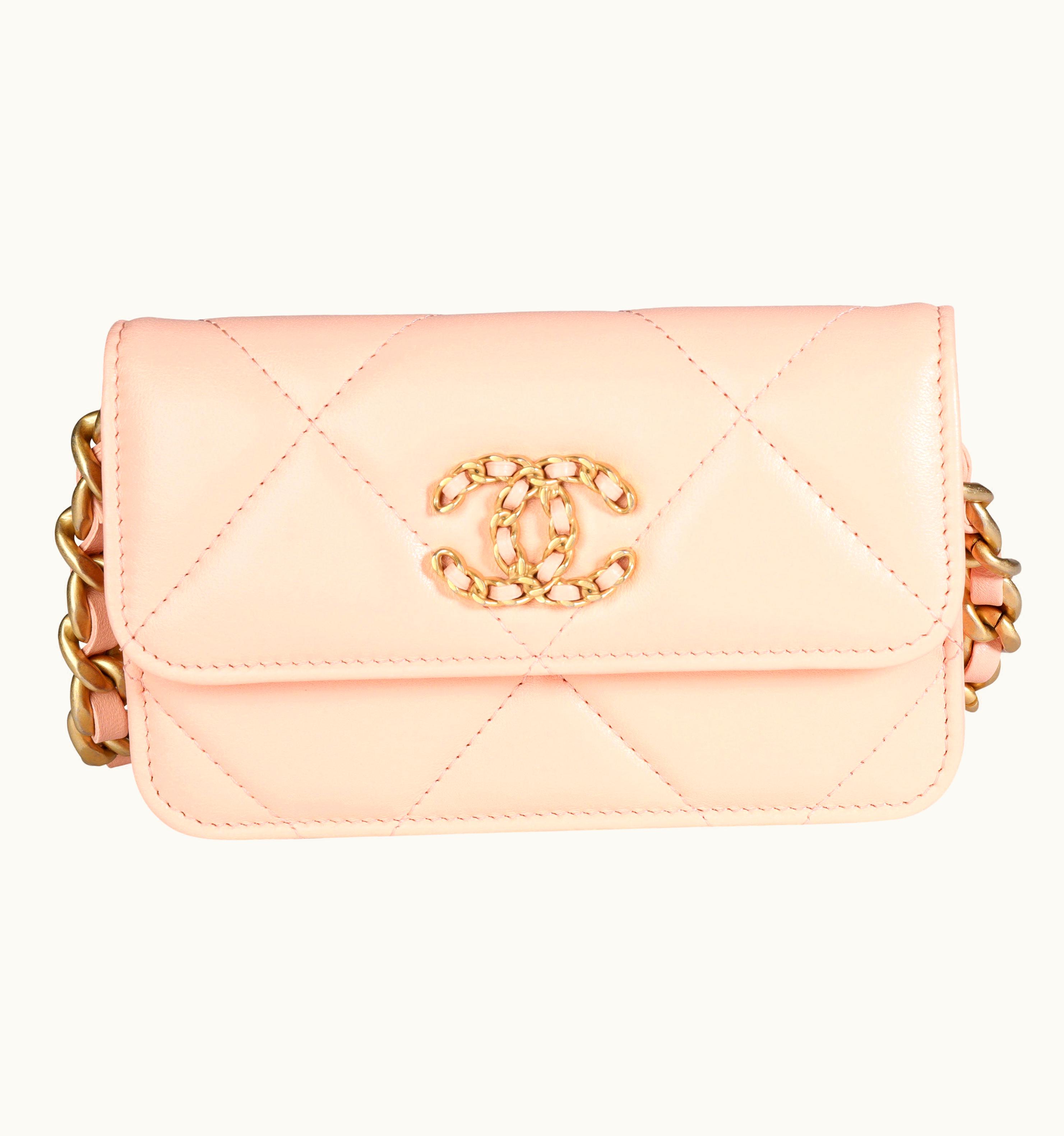 Chanel Chanel Light Orange Quilted Lambskin Chanel 19 Mini Flap Bag