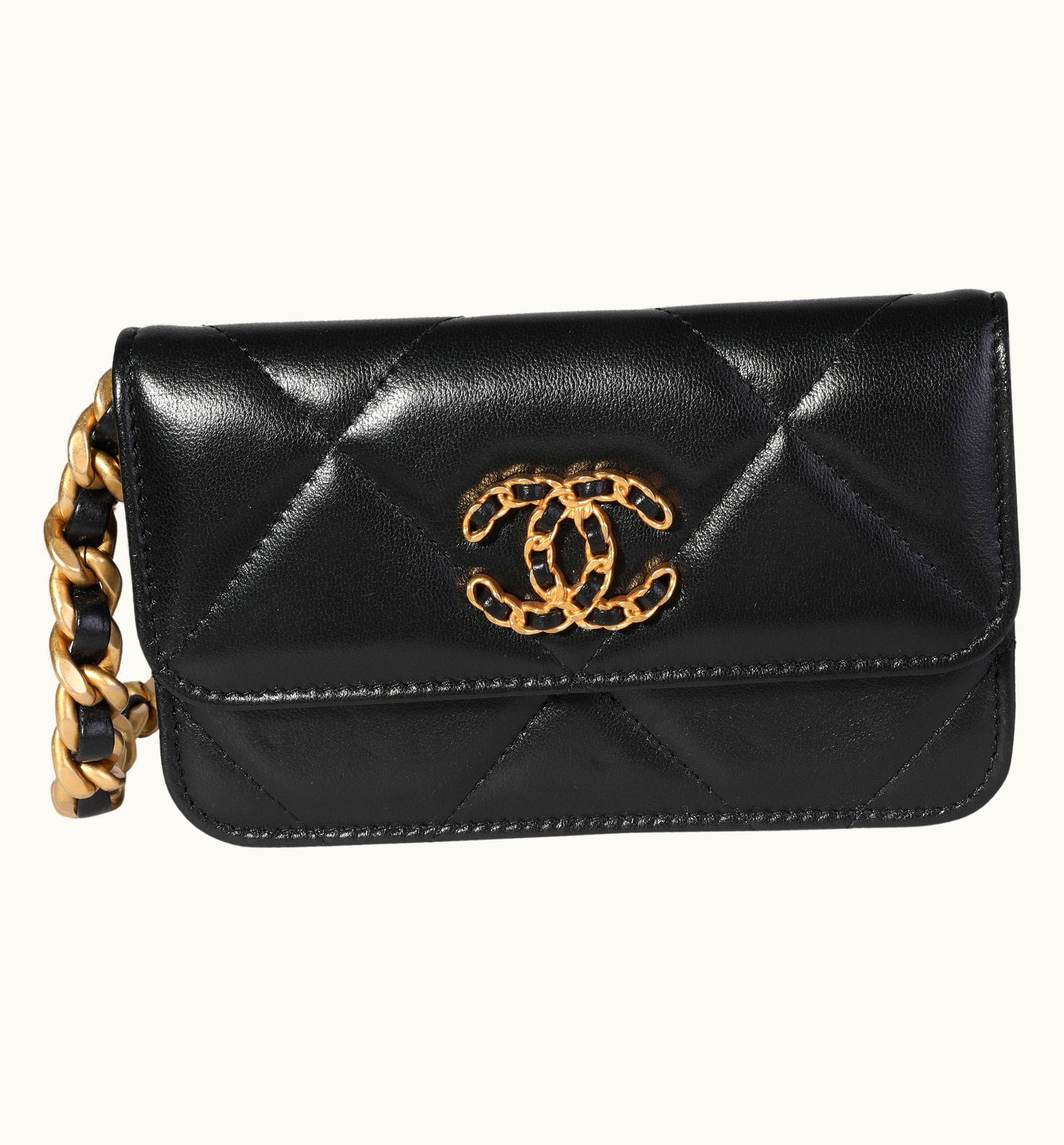 Chanel Chanel Black Quilted Lambskin Chanel 19 Mini Coin Purse With Chain