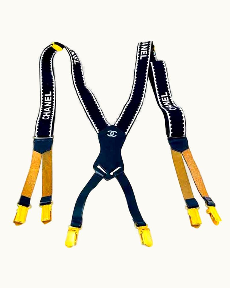 Chanel Chanel Black White Suspenders Vintage
