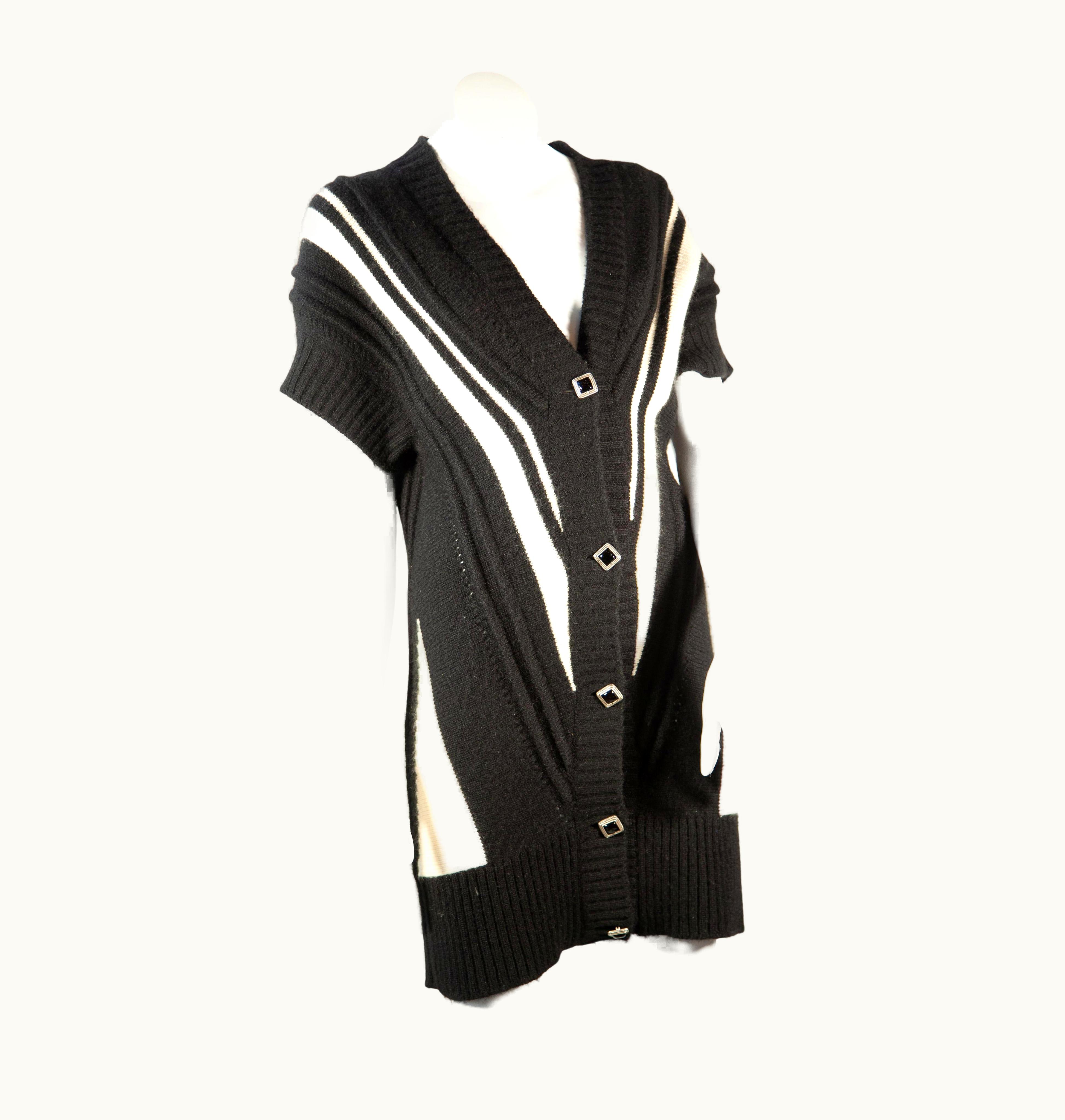 Chanel 2000s Chanel Black & White Cashmere Cardigan
